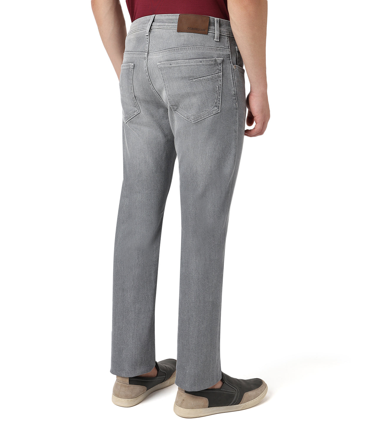 Corneliani Light grey stretch denim 5-pocket jeans