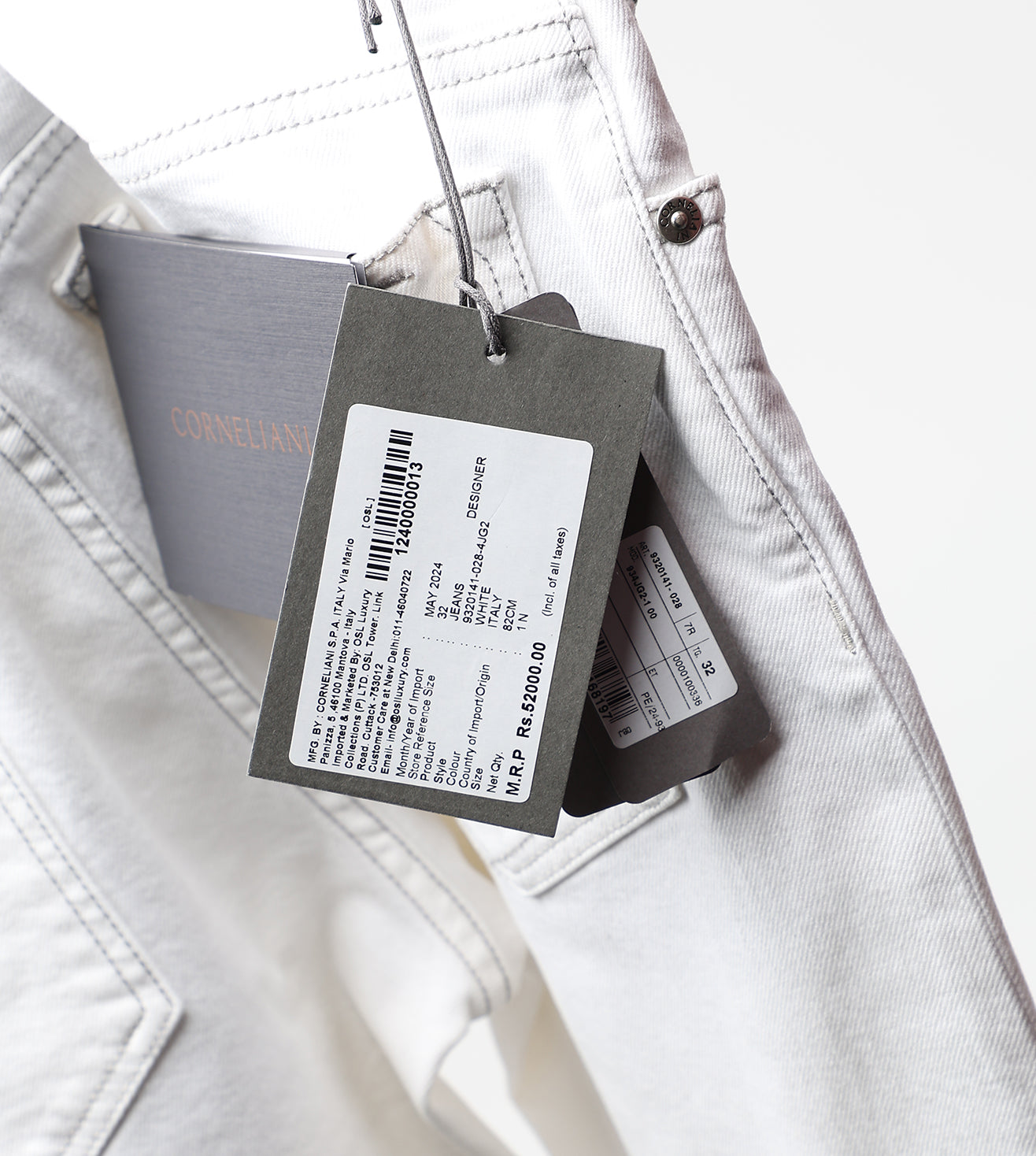 White stretch denim 5-pocket jeans