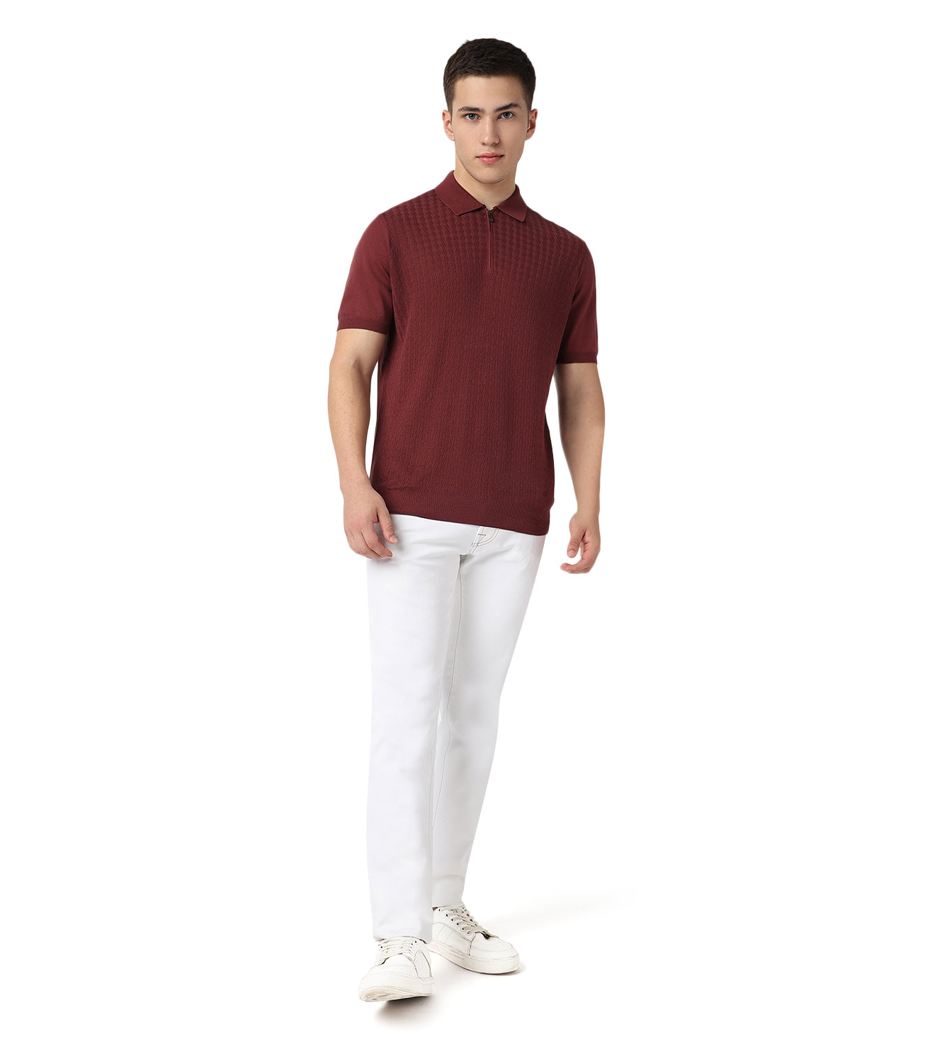 White stretch denim 5-pocket jeans