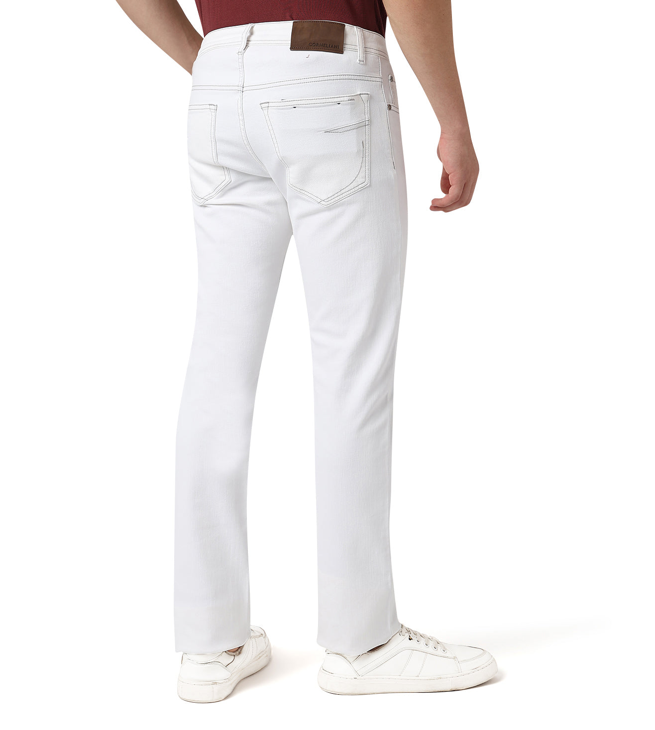 White stretch denim 5-pocket jeans