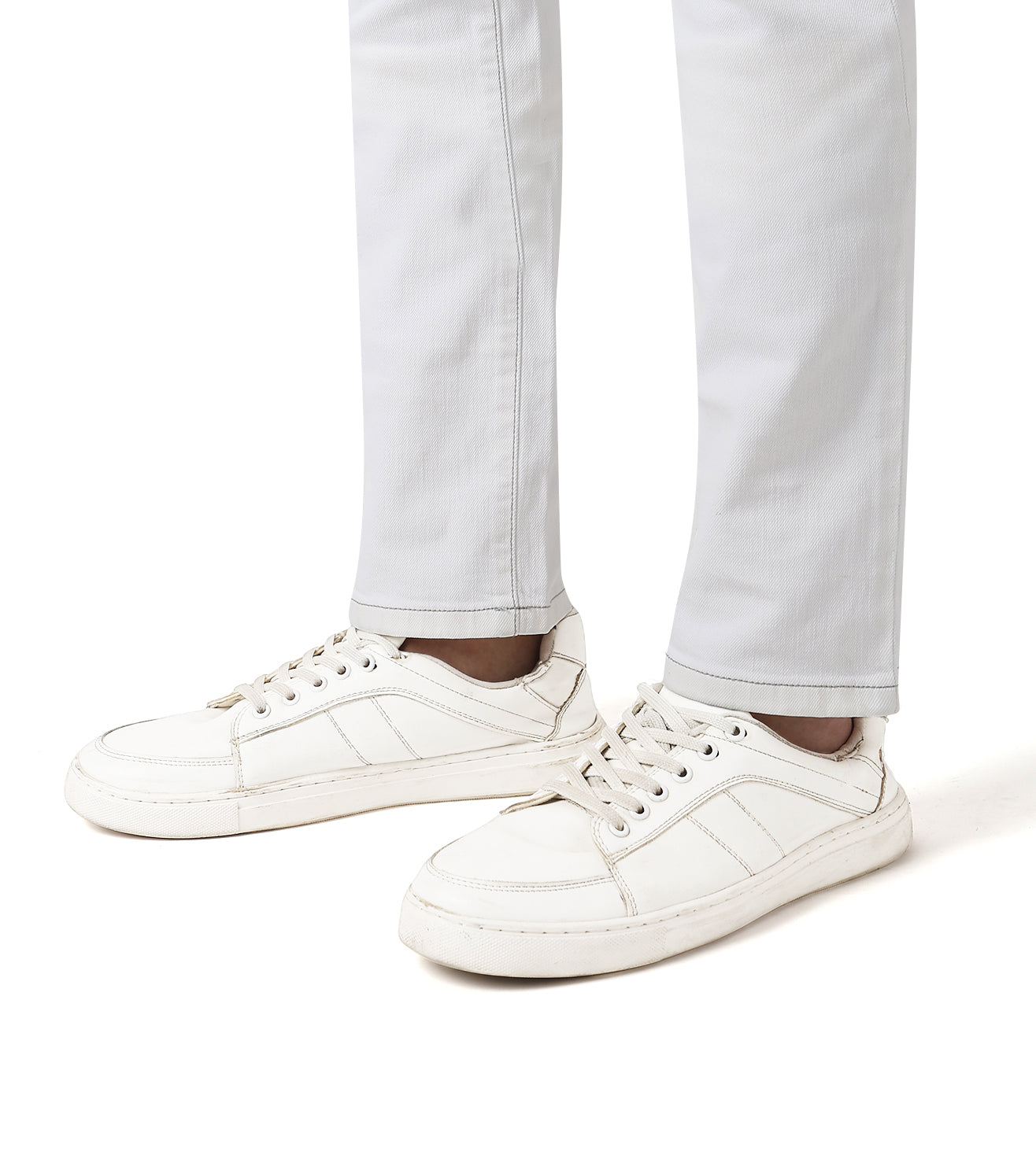 White stretch denim 5-pocket jeans