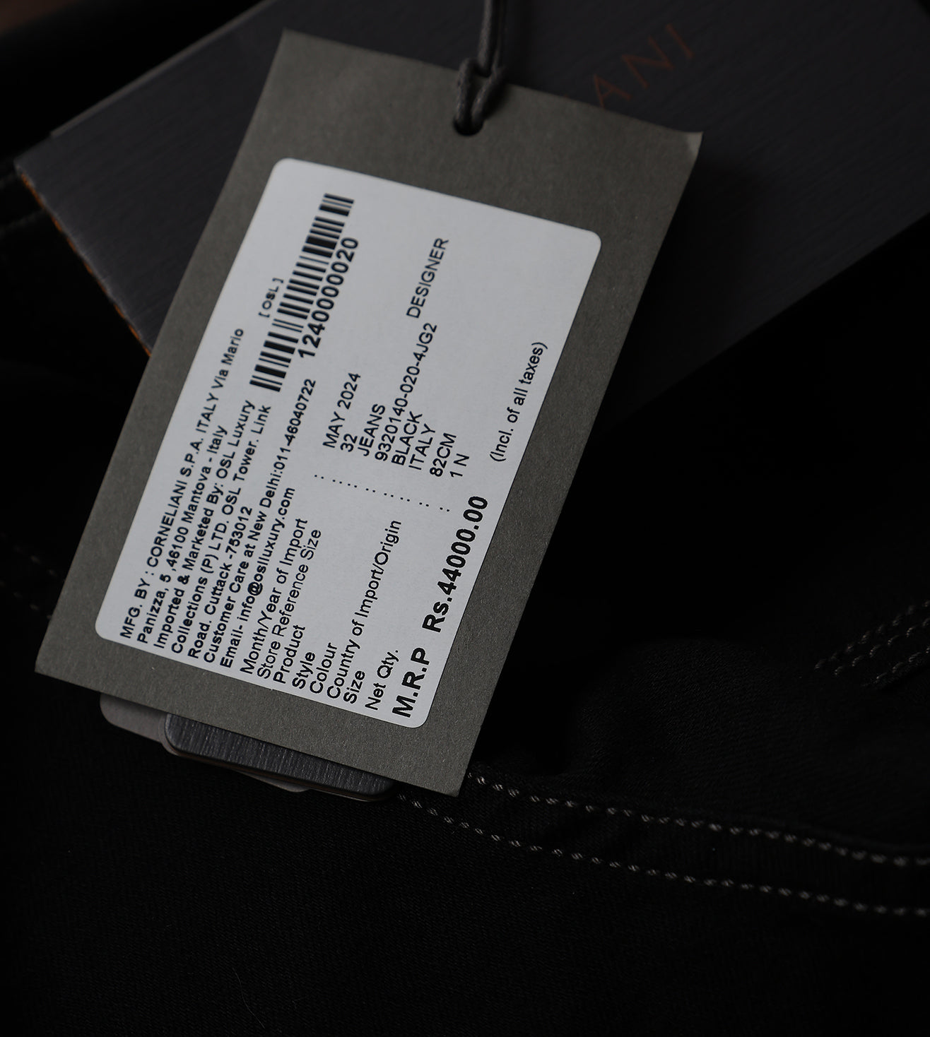 Black stretch denim 5-pocket jeans