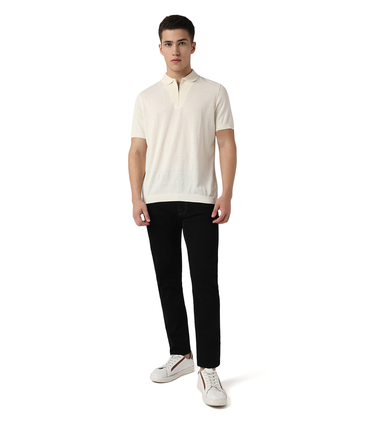 Black stretch denim 5-pocket jeans