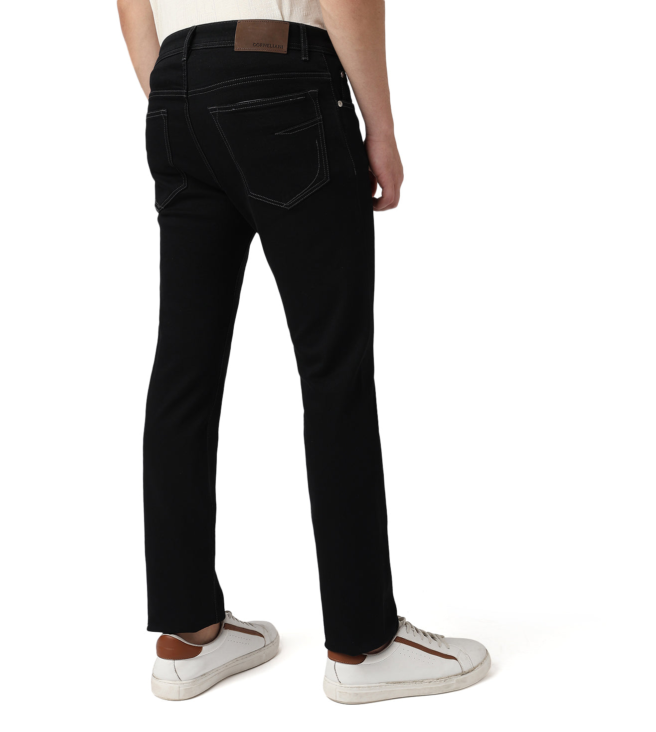 Black stretch denim 5-pocket jeans