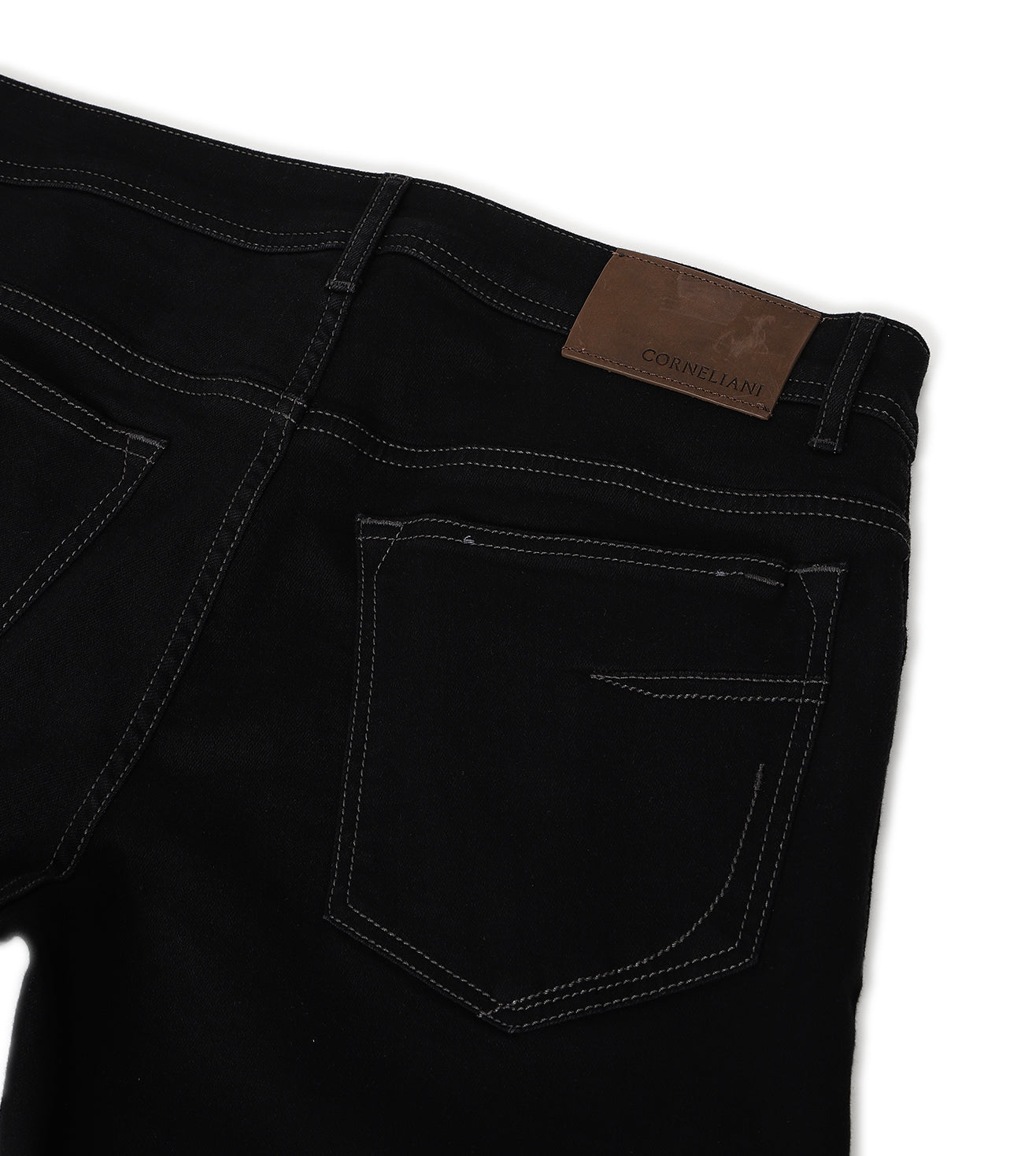 Black stretch denim 5-pocket jeans