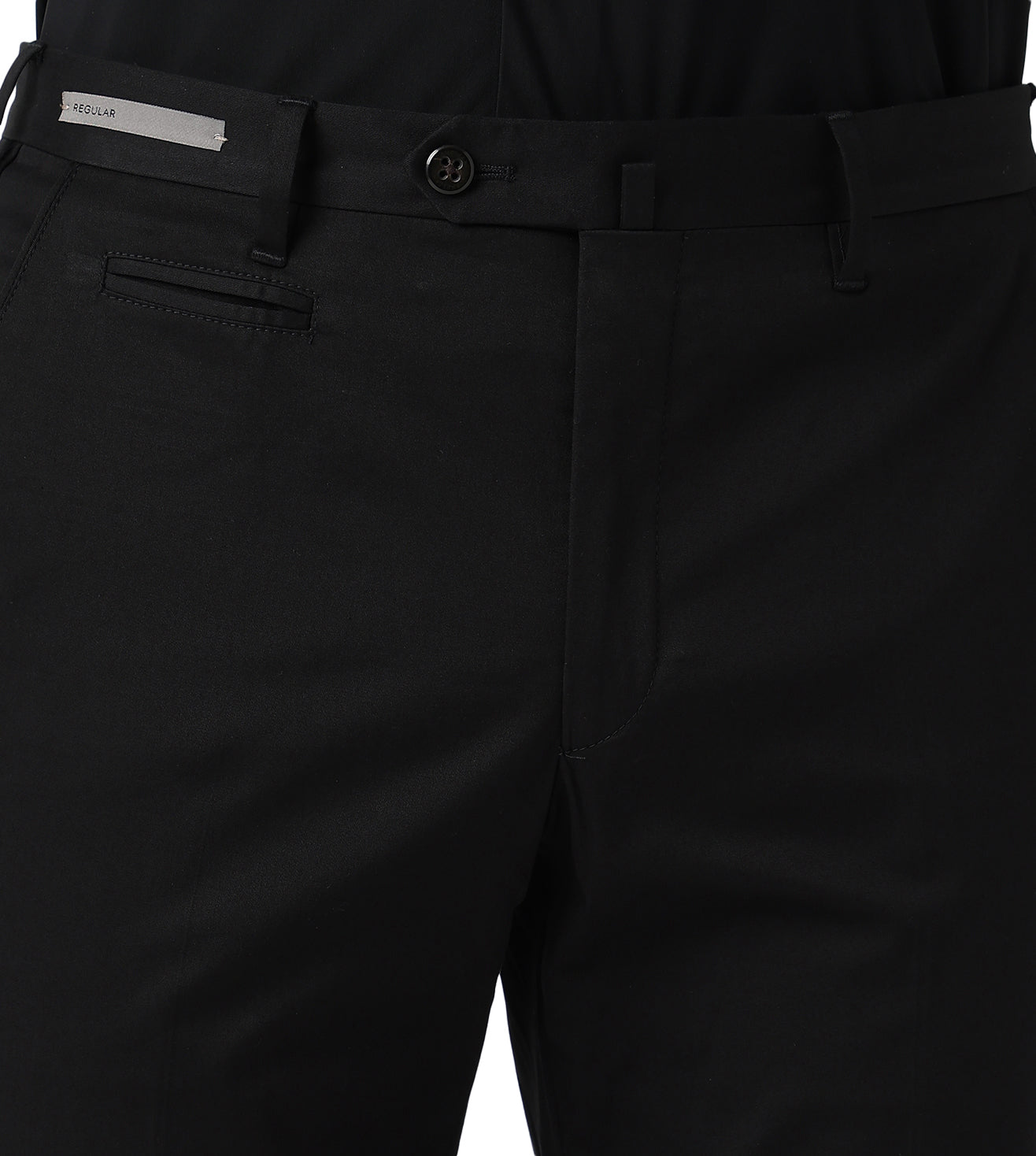 Black stretch cotton trousers
