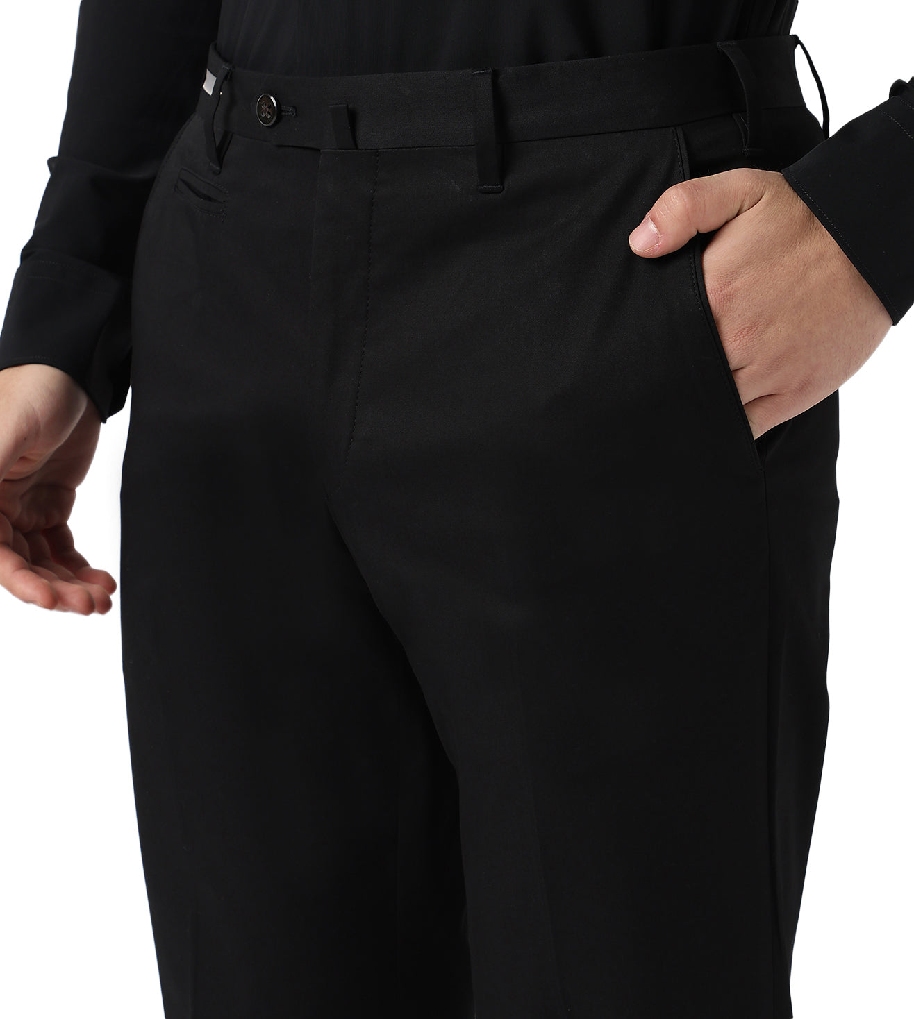 Black stretch cotton trousers