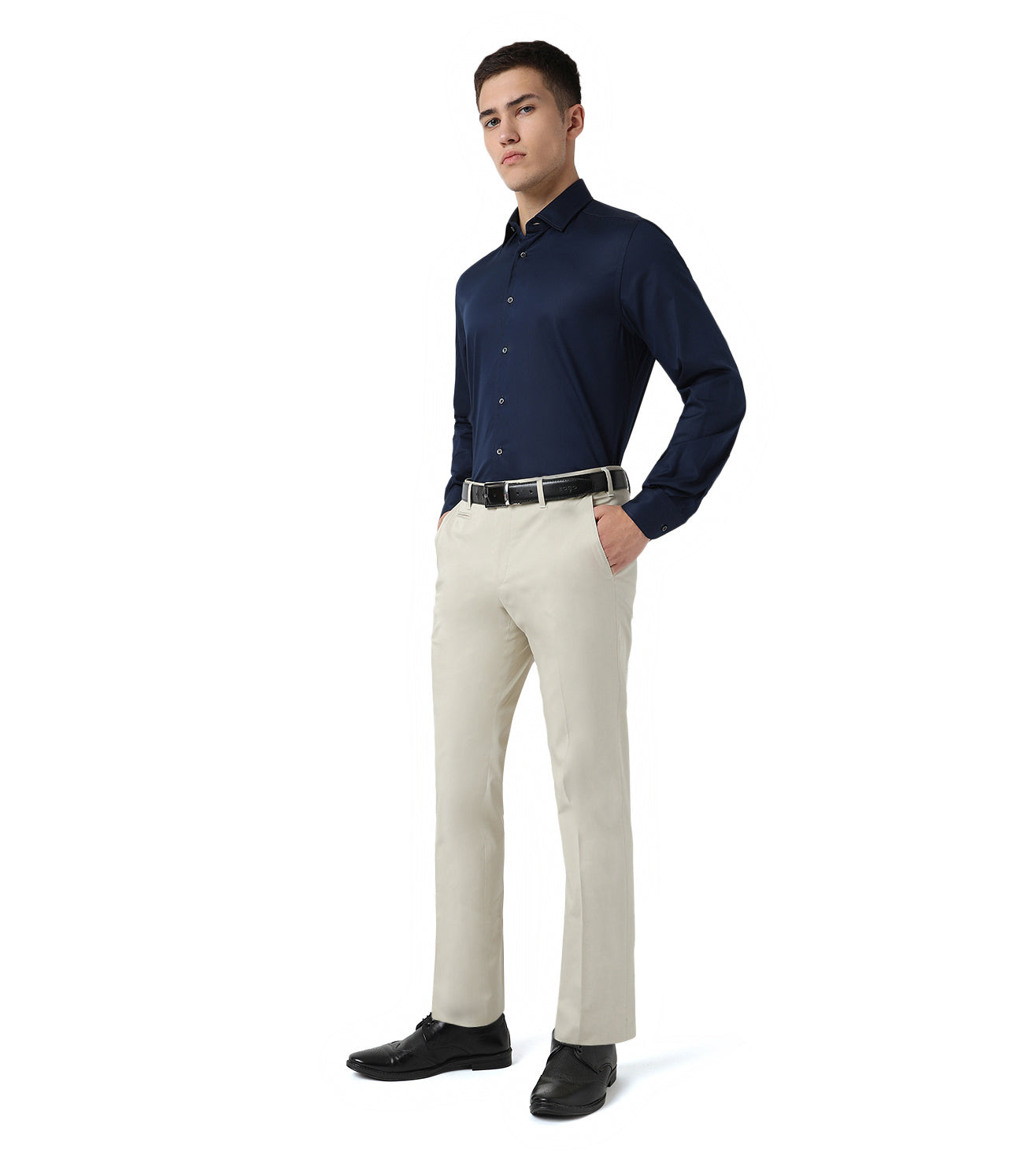 Beige stretch cotton trousers