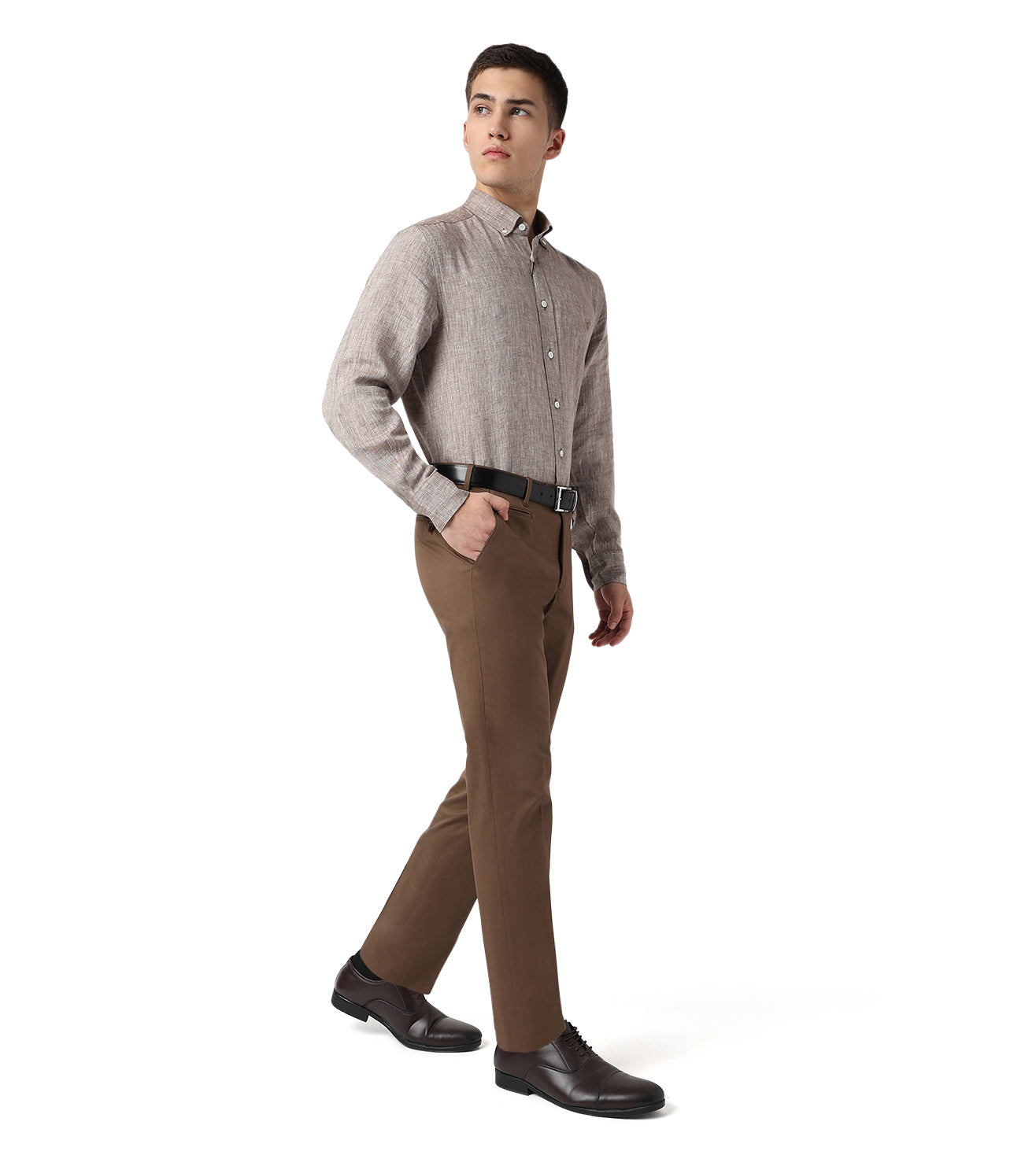 Brown stretch cotton trousers
