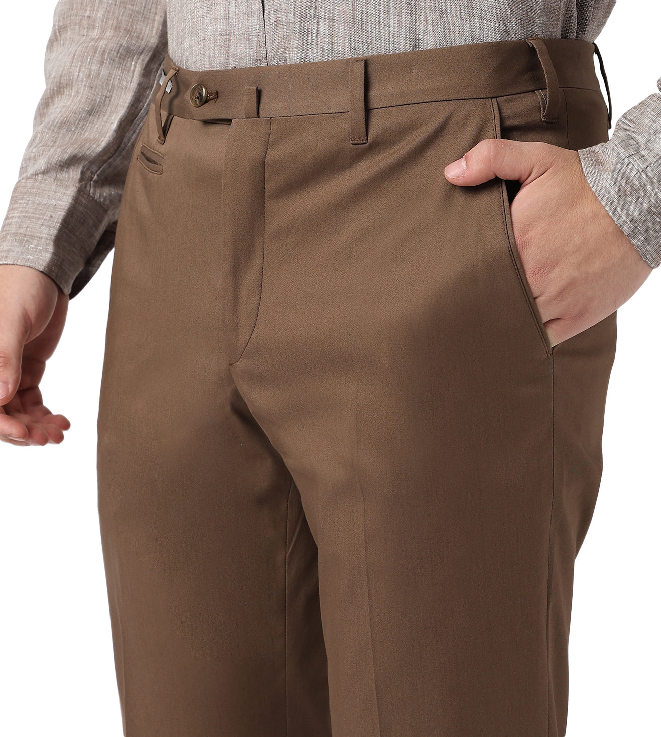 Brown stretch cotton trousers