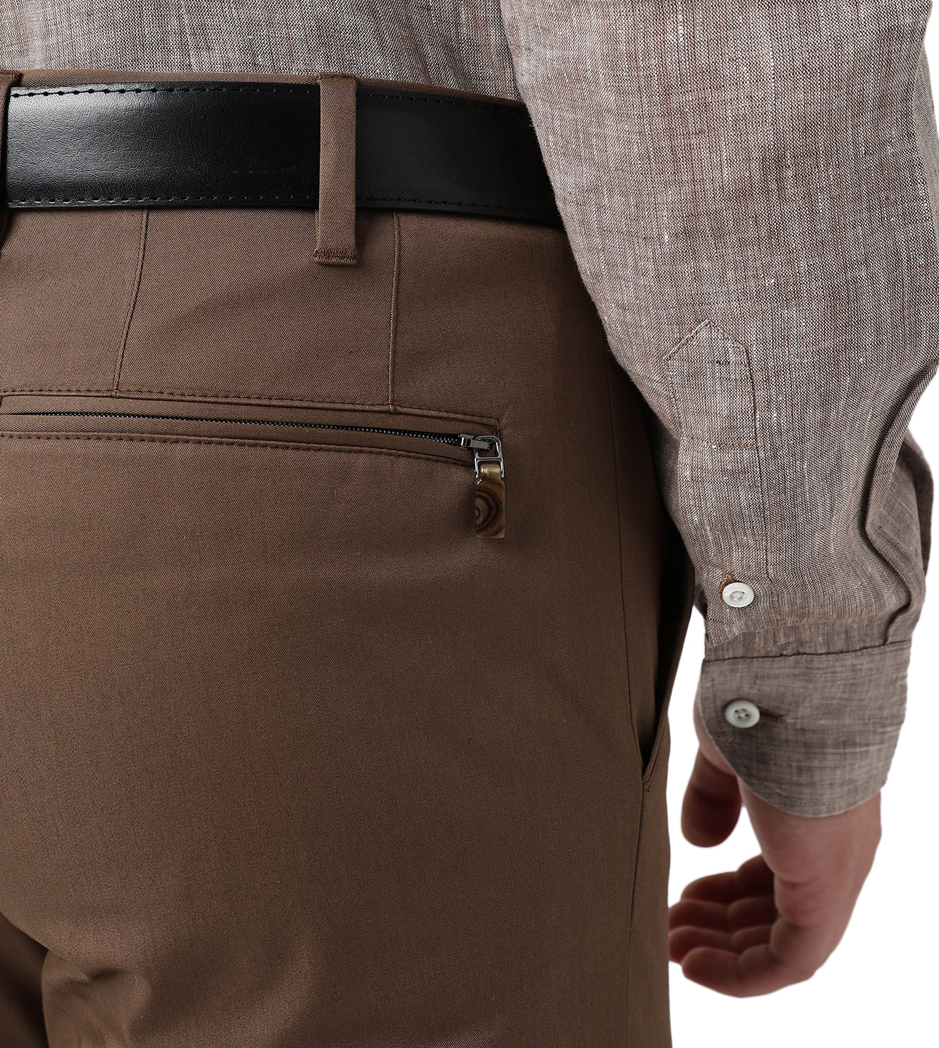 Brown stretch cotton trousers
