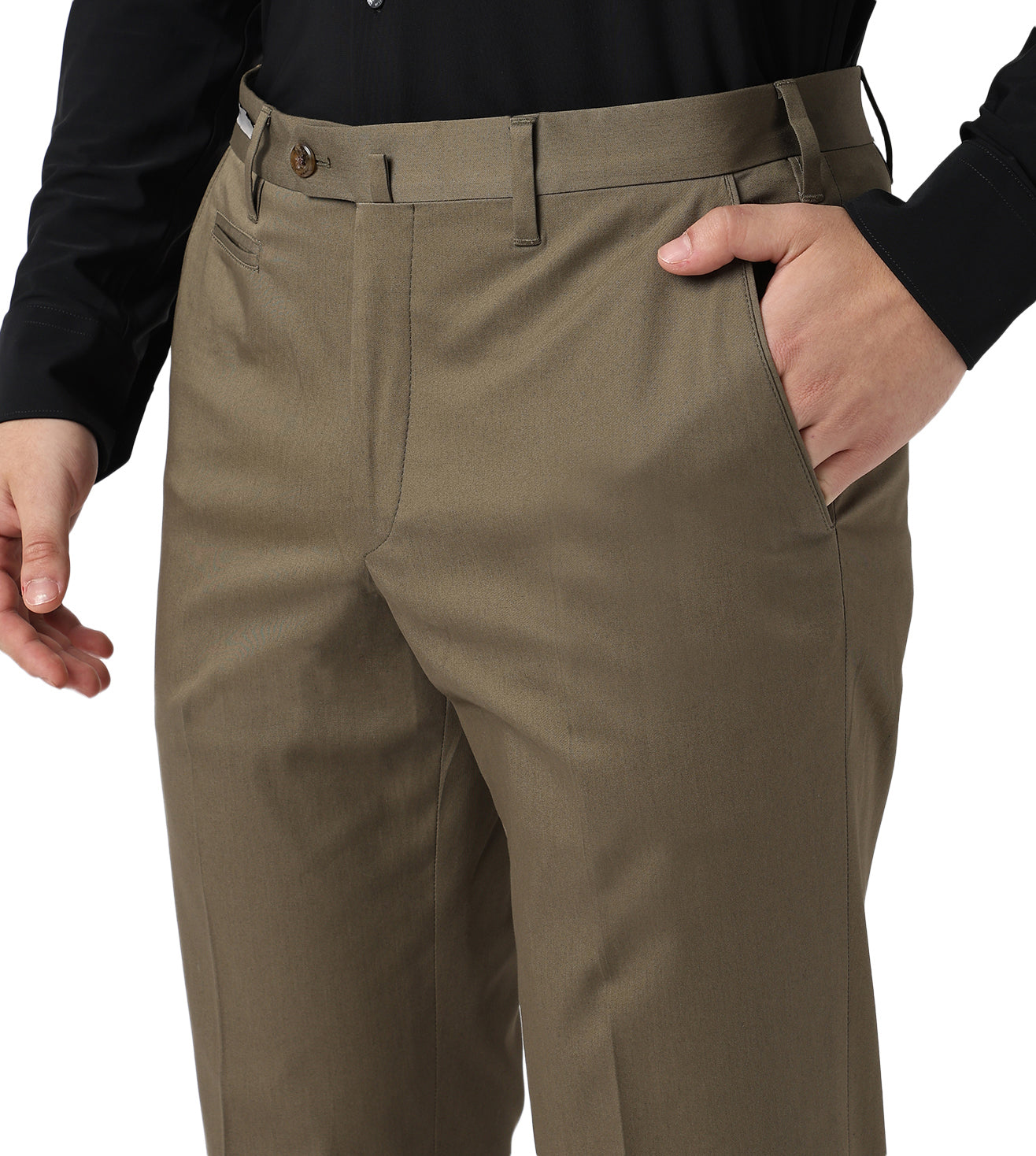 Olive Green stretch cotton trousers