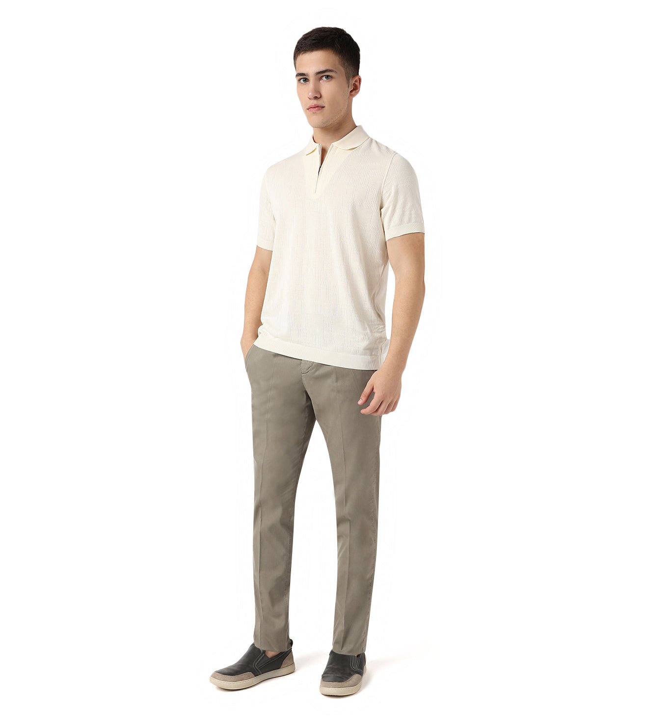Beige stretch gabardine trousers