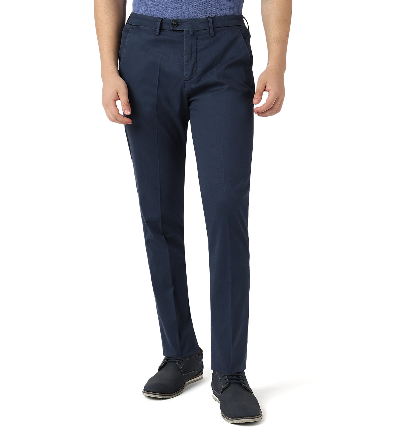Blue stretch gabardine trousers