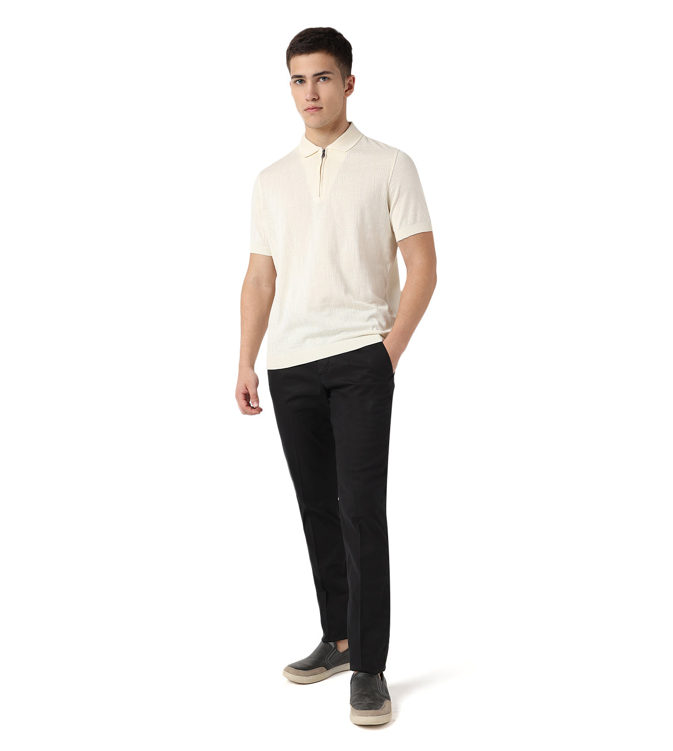 Black stretch gabardine trousers