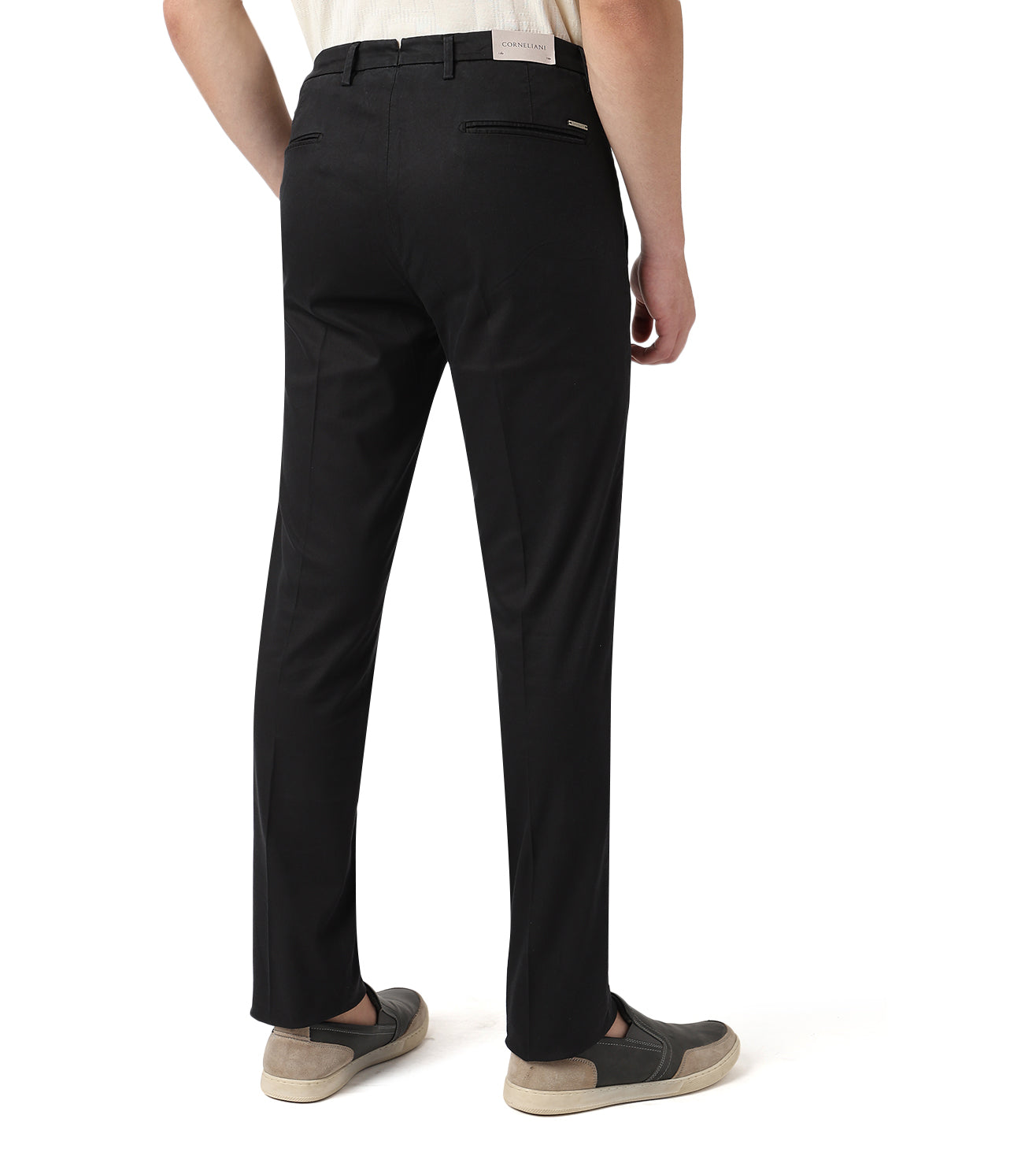 Black stretch gabardine trousers