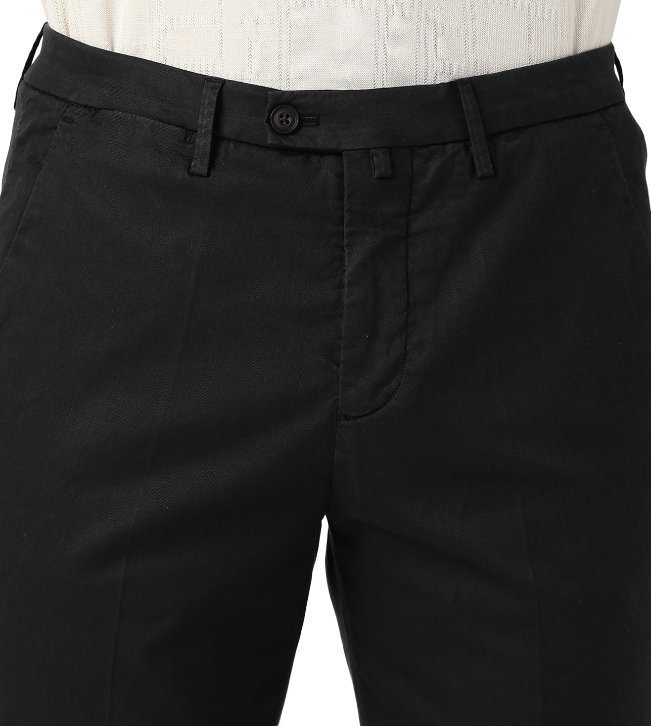 Black stretch gabardine trousers