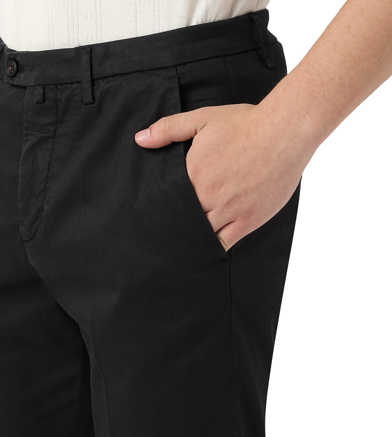 Black stretch gabardine trousers