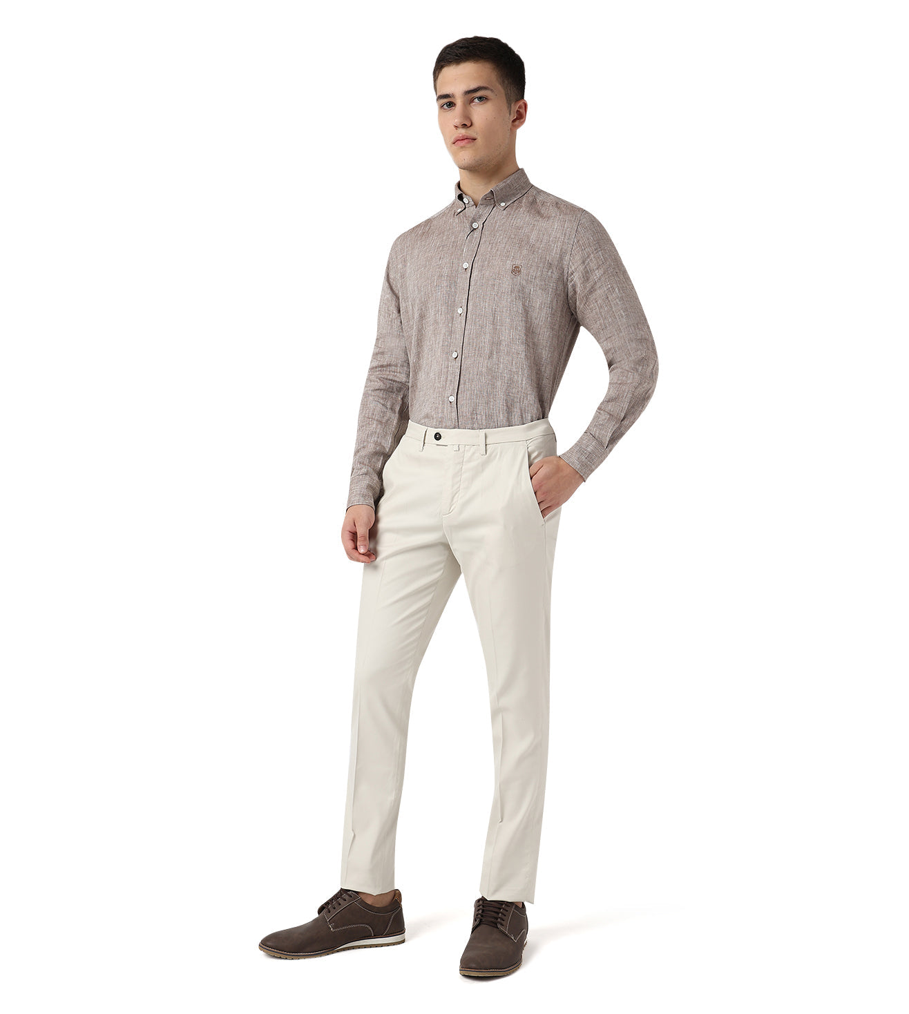 White stretch gabardine trousers