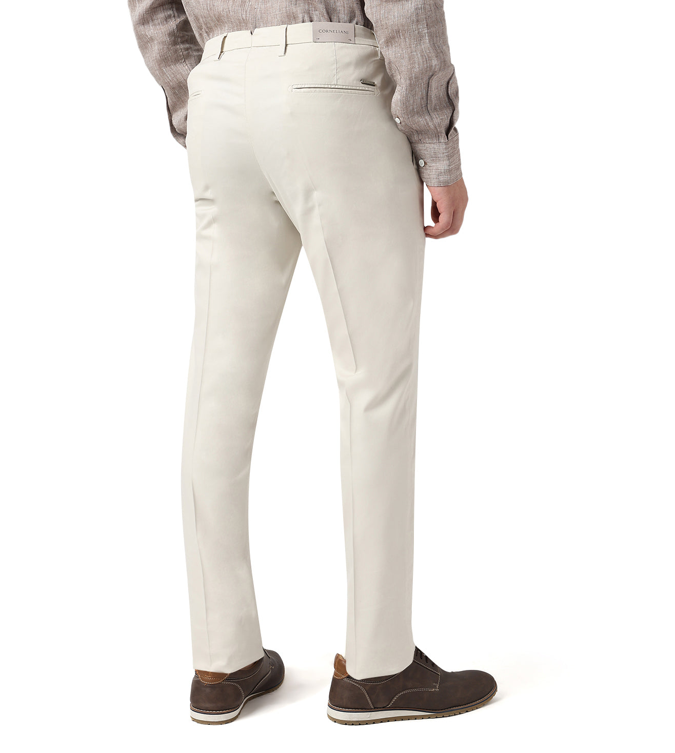 White stretch gabardine trousers