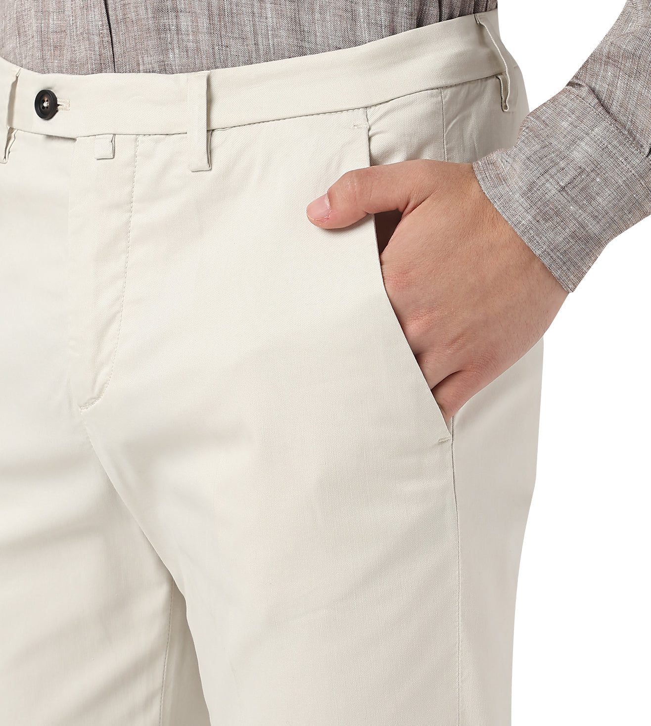 White stretch gabardine trousers