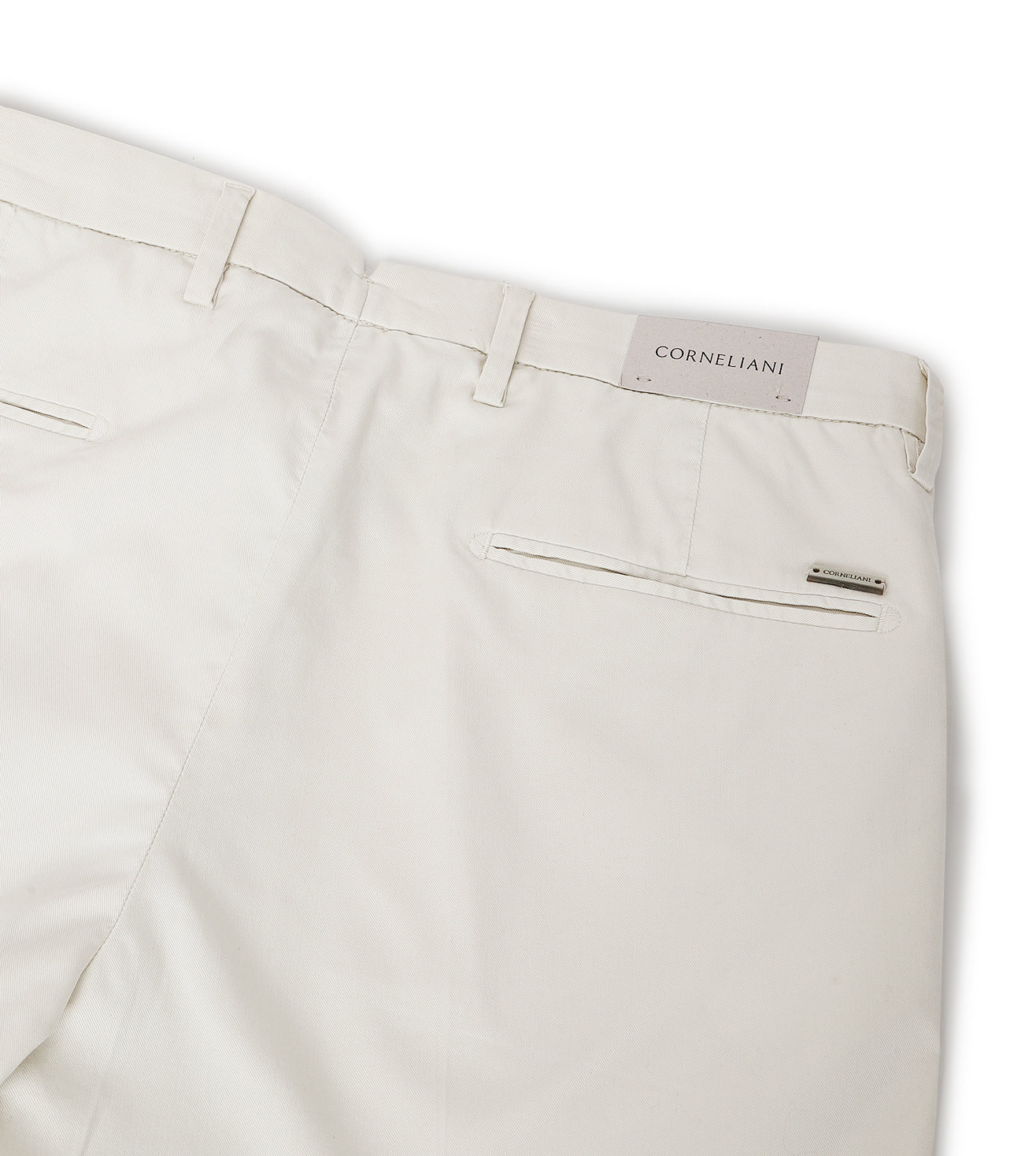 White stretch gabardine trousers