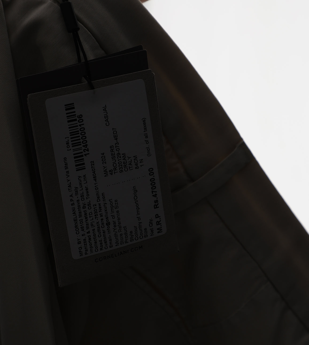 White stretch gabardine trousers