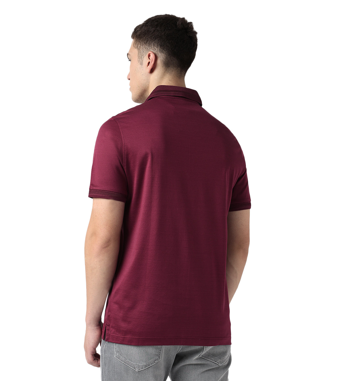 Wine Mercerised Cotton Polo T-Shirt
