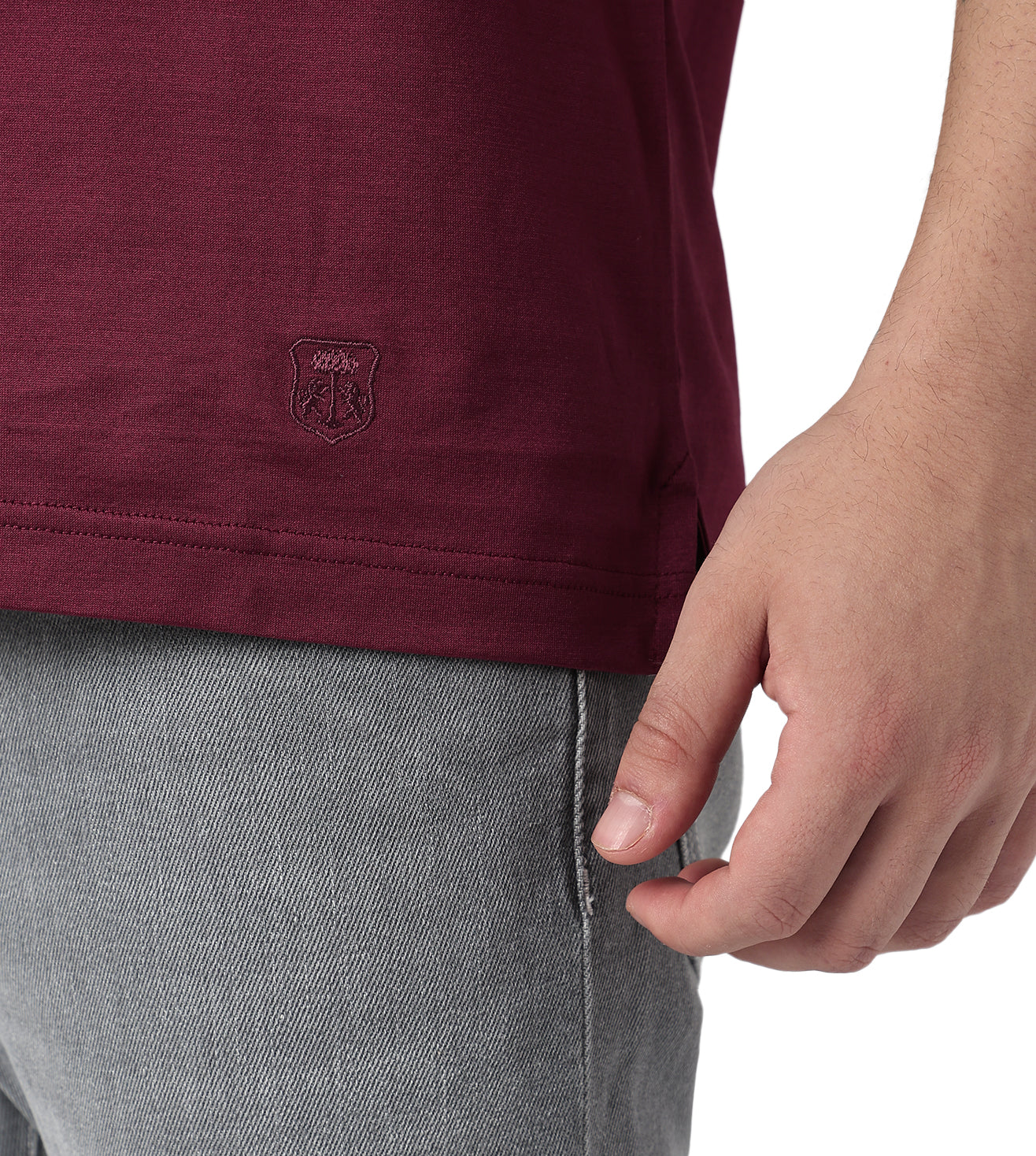 Wine Mercerised Cotton Polo T-Shirt