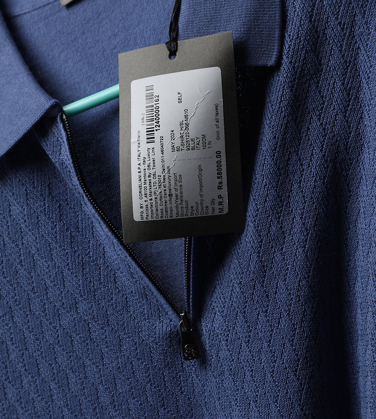 Blue Textured Polo T-Shirt