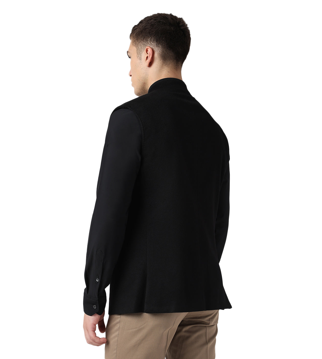 Cashmere Black Court Jacket sleevless