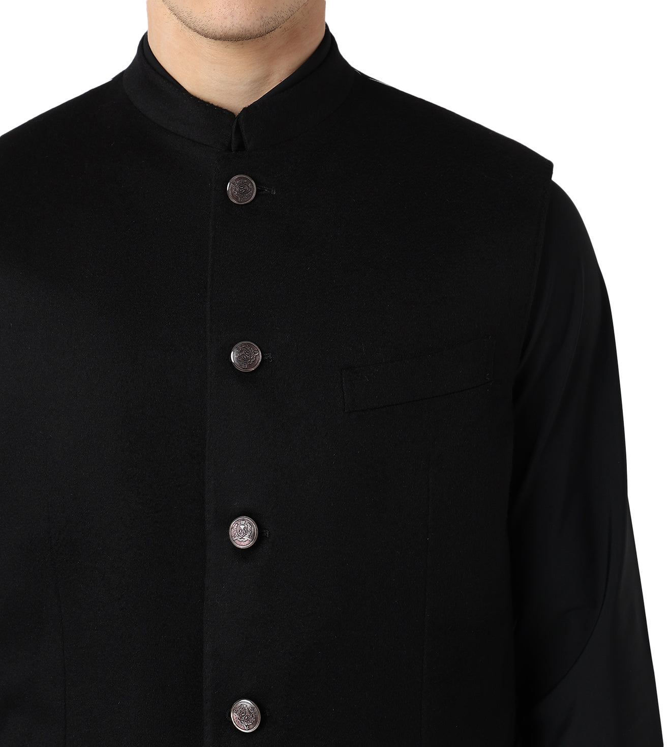 Cashmere Black Court Jacket sleevless