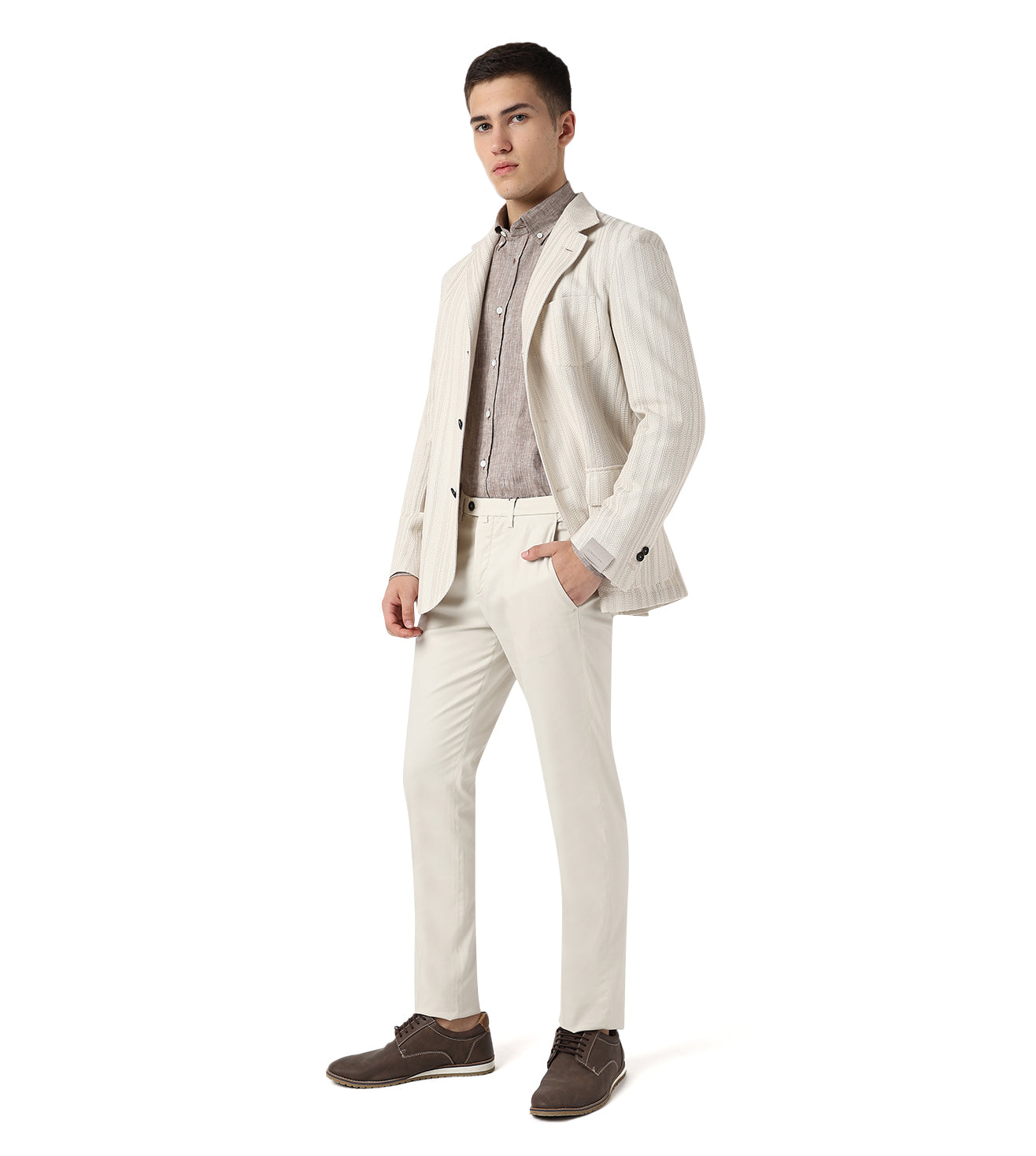 Cream Knitted Casual Jacket