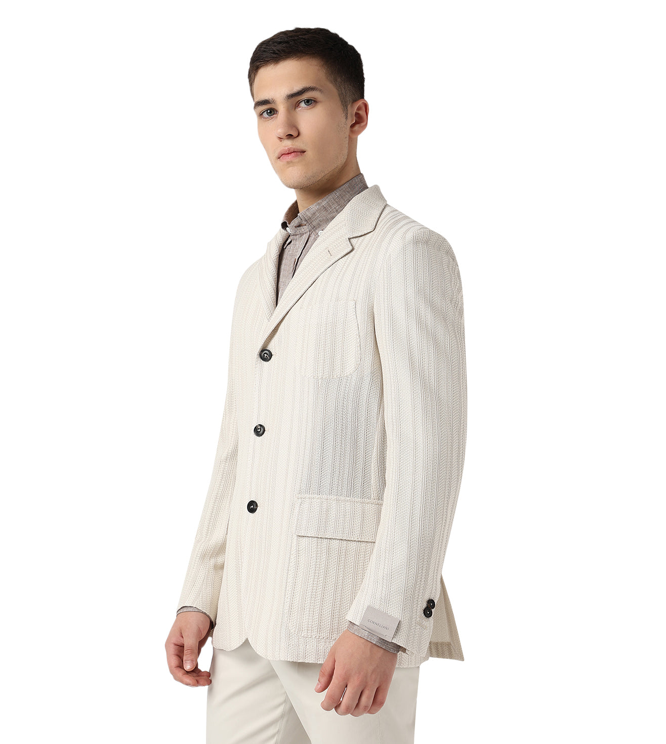 Cream Knitted Casual Jacket