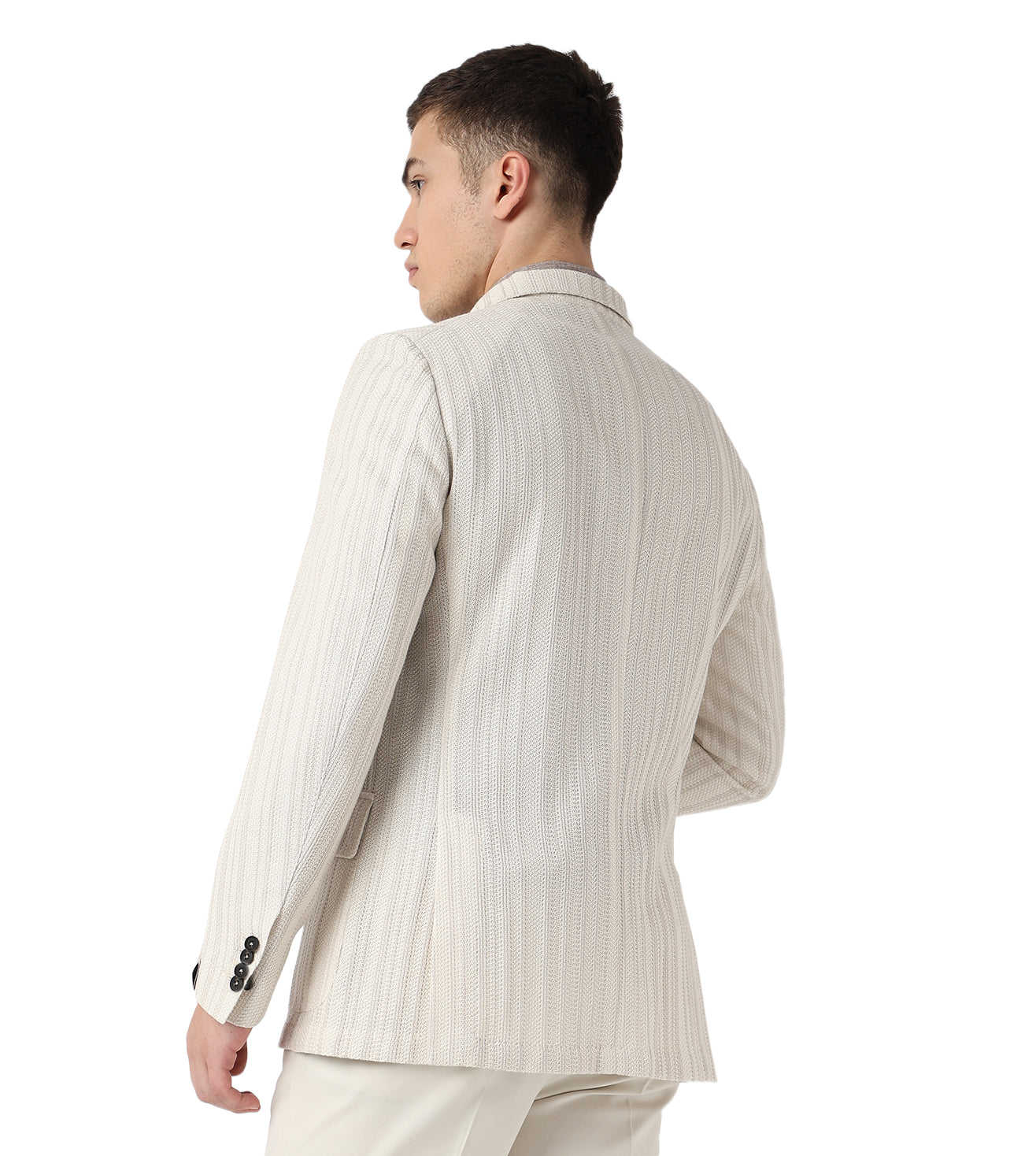 Cream Knitted Casual Jacket