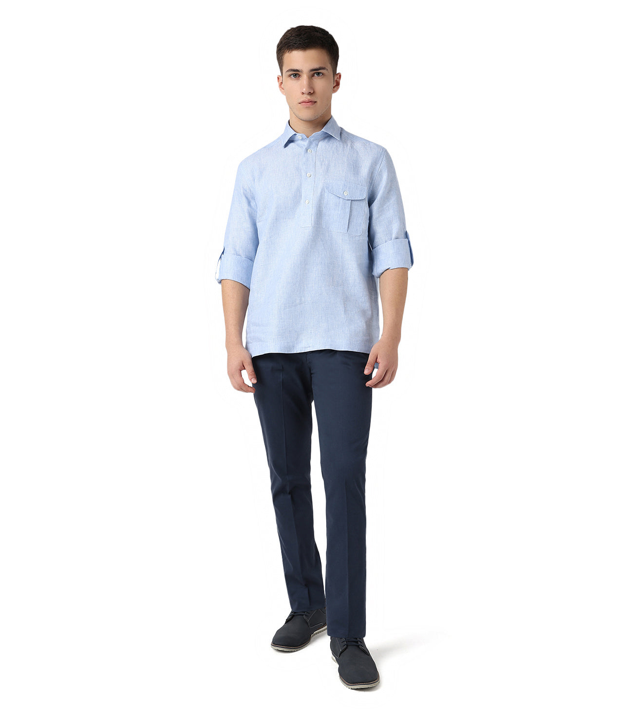 Blue Linen Kurta Shirt