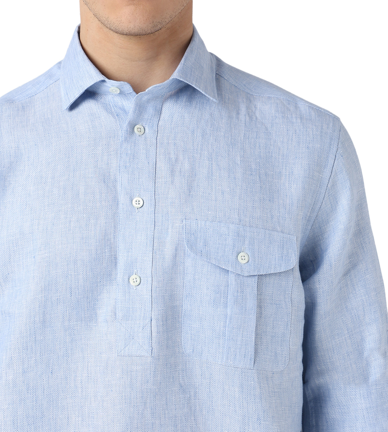 Blue Linen Kurta Shirt