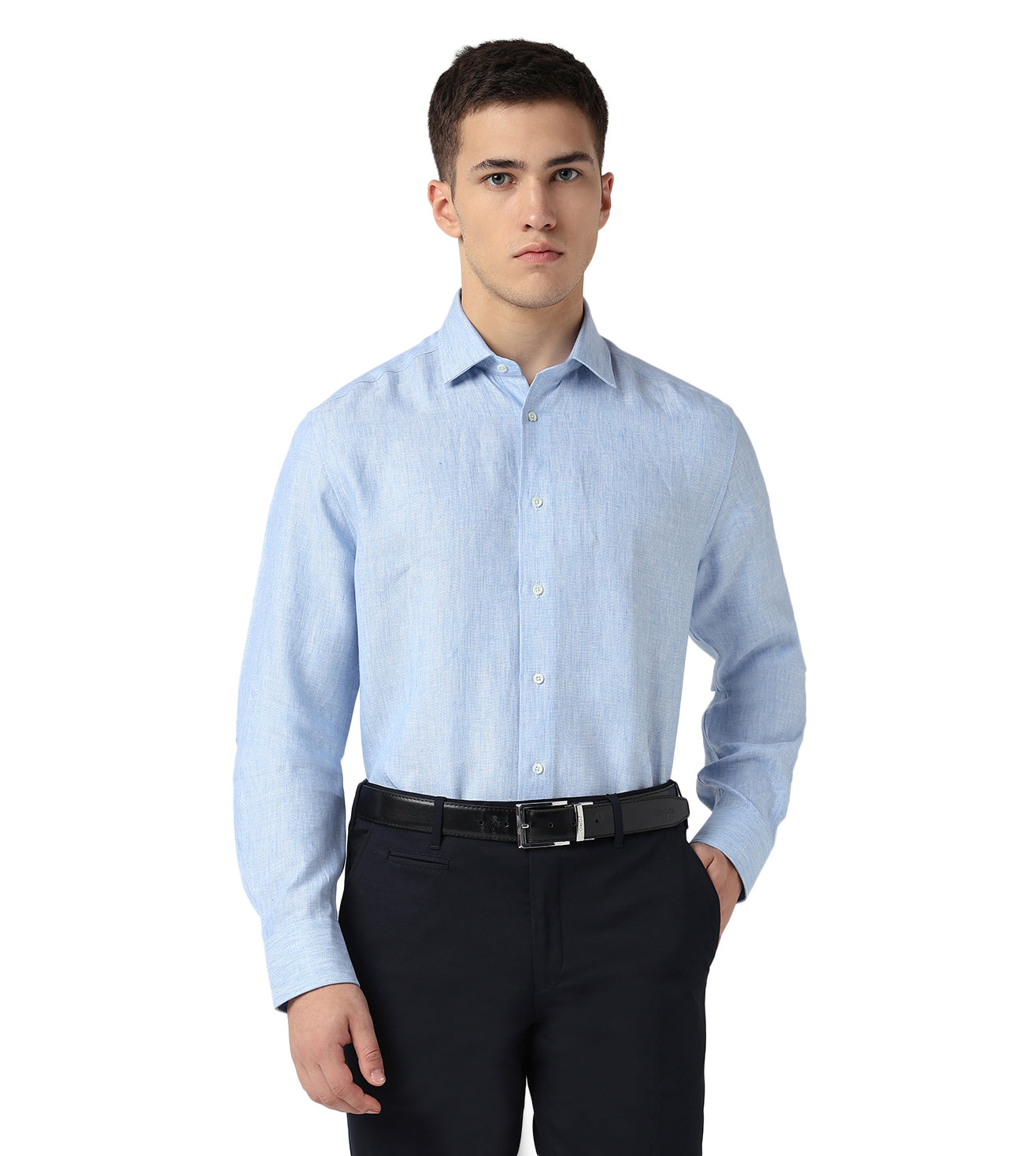Light Blue Chambray Linen Shirt