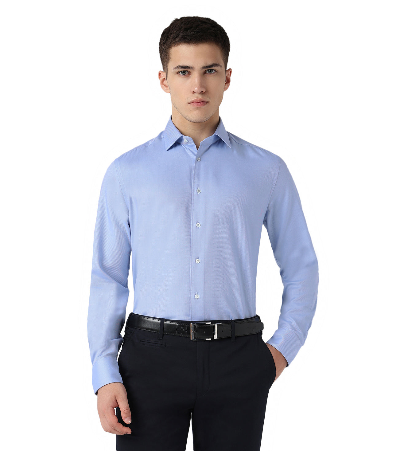 Corneliani Light Blue Textured Technical Fabric Shirt