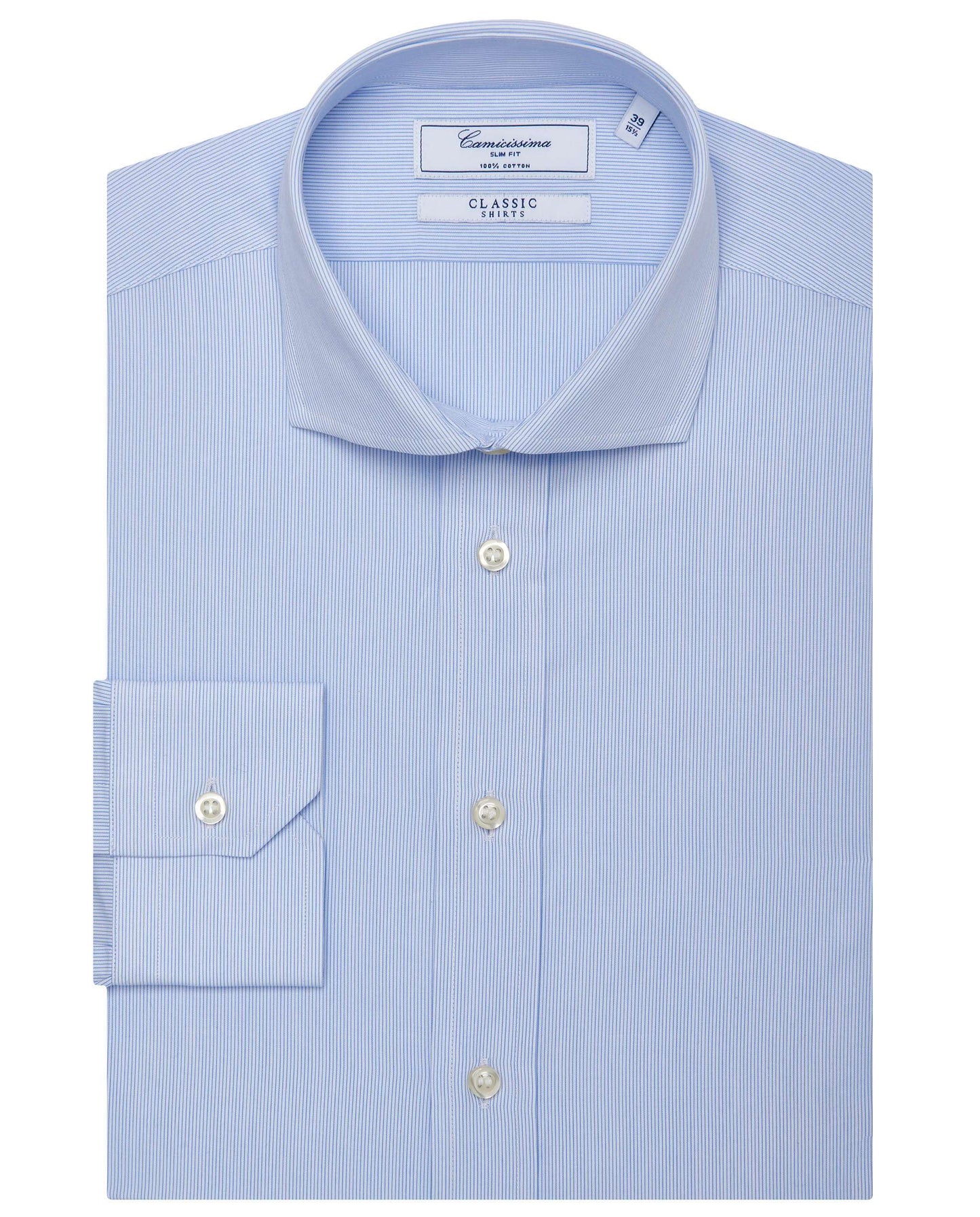 Men’s Slim Fit Plain Shirt – Light Blue | 100% Cotton | Classic Full Sleeves