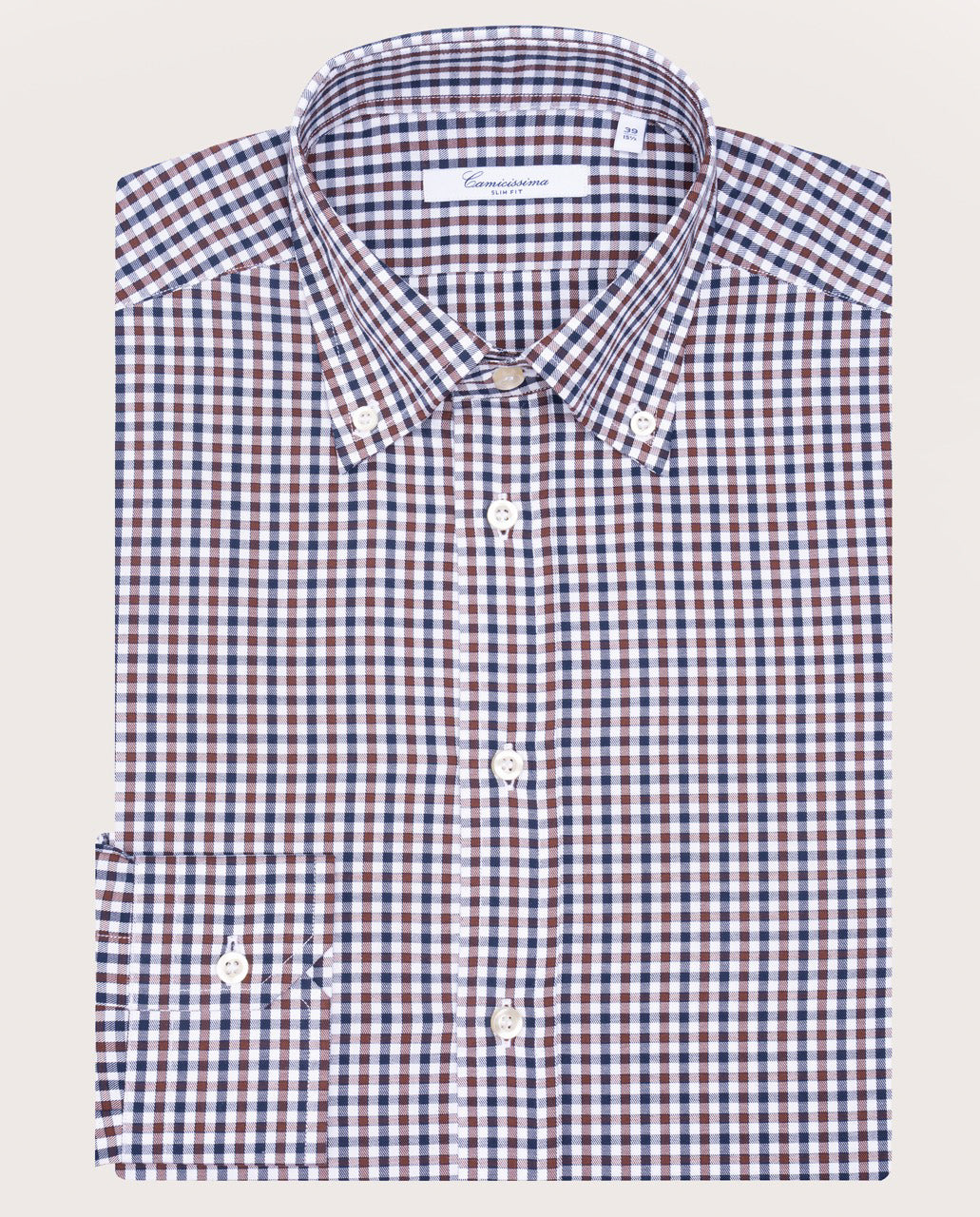 Camicissima Brown-Blue Checkered Twill Shirt