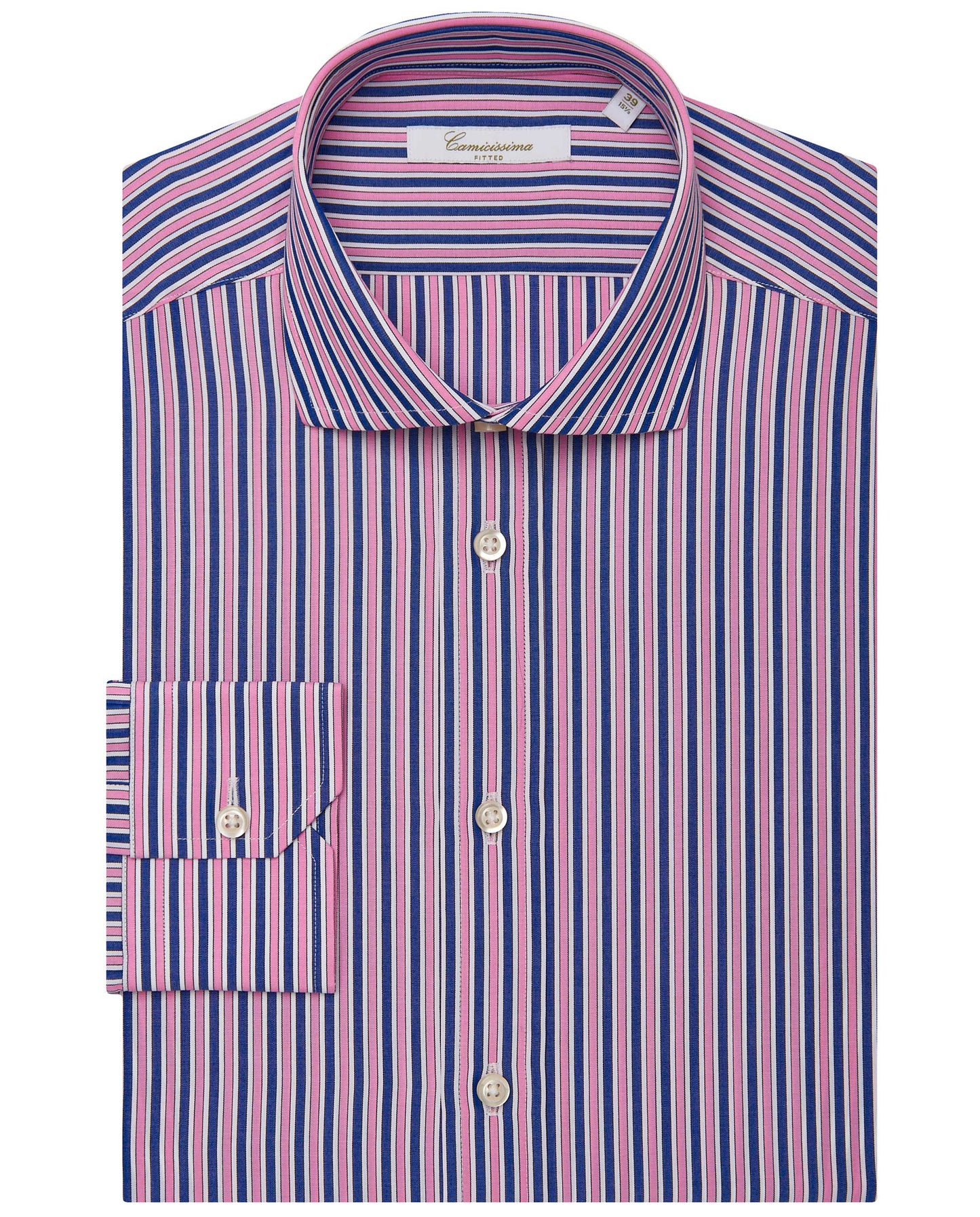 Camicissima Men’s Fitted Striped Shirt – Pink | Fancy Full Sleeves | 100% Cotton