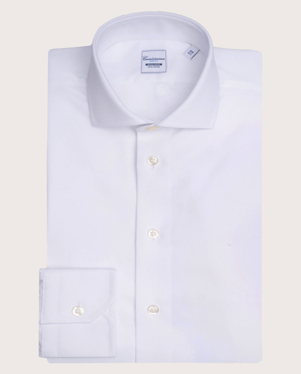 Camicissima Dobby Non-Iron Fancy White Cotton Shirt