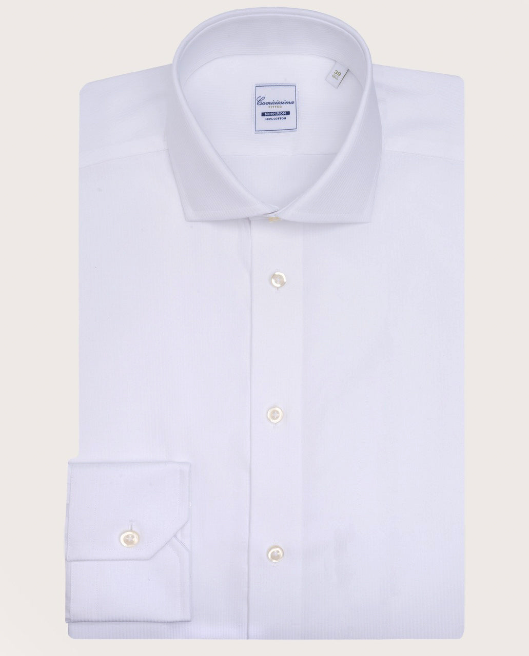 Camicissima White Plain Dobby Non-Iron Fancy Cotton Shirt
