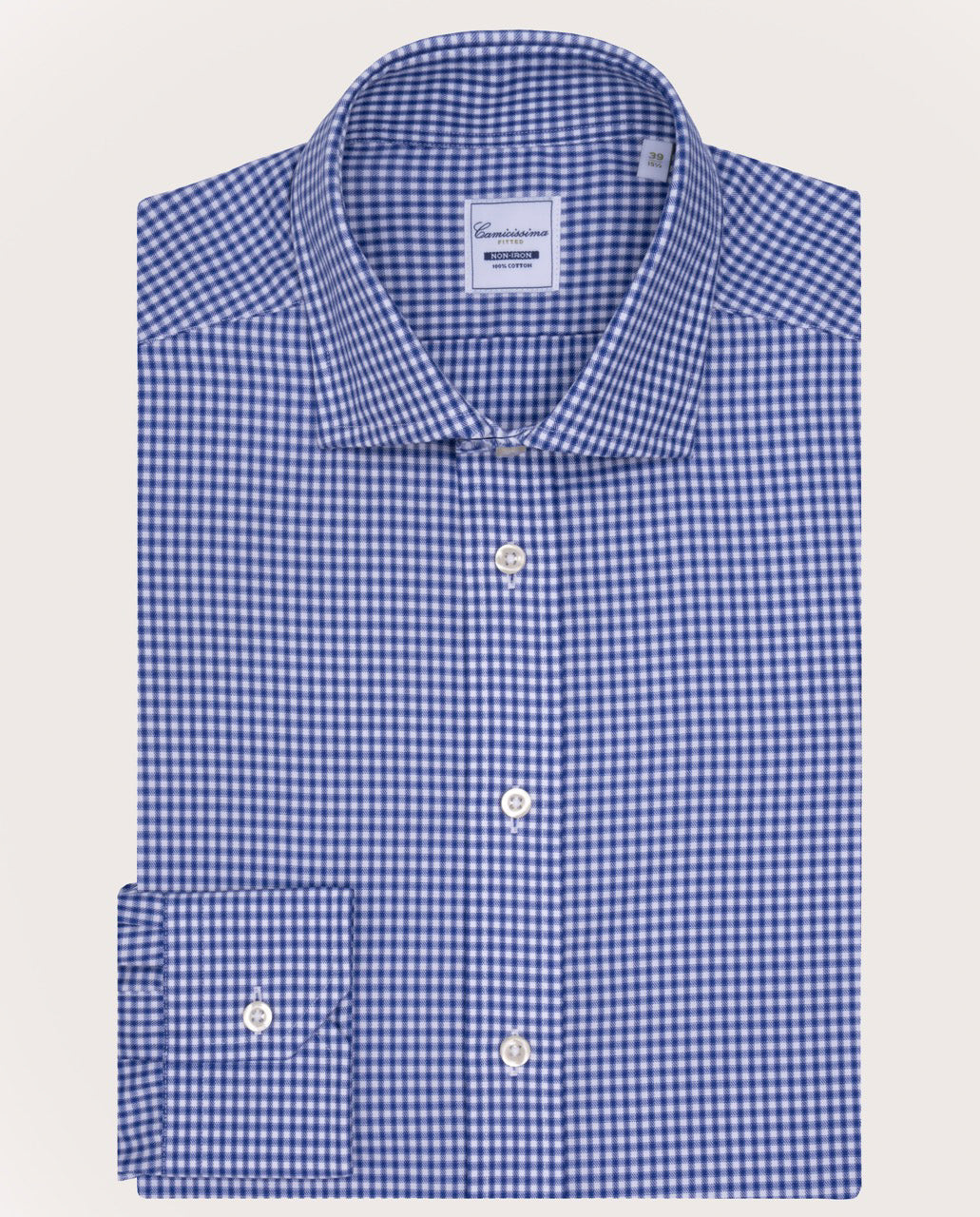 Camicissima Checked Dark Blue Twill Easy-Care Fancy Cotton Shirt