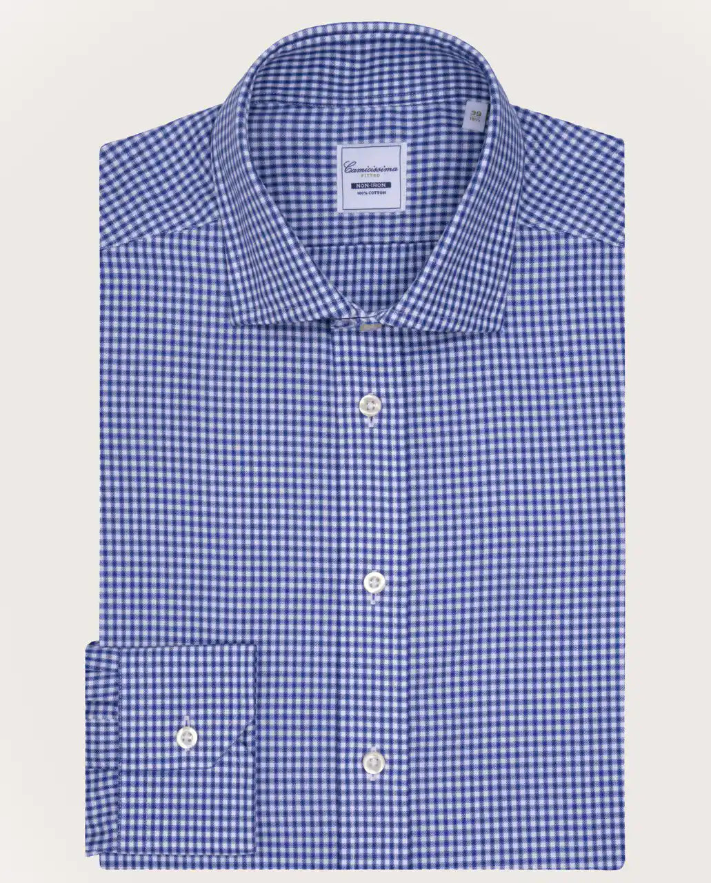 Camicissima Checked Dark Blue Twill Easy-Care Fancy Cotton Shirt