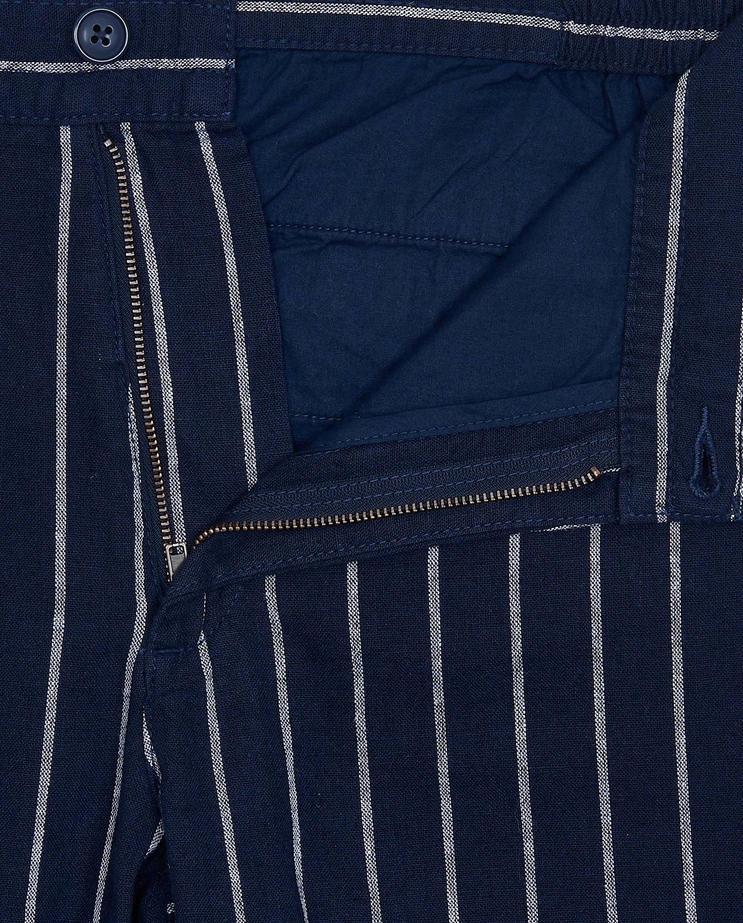 Camicissima Navy Blue Striped Linen-Blend Trousers with Dori