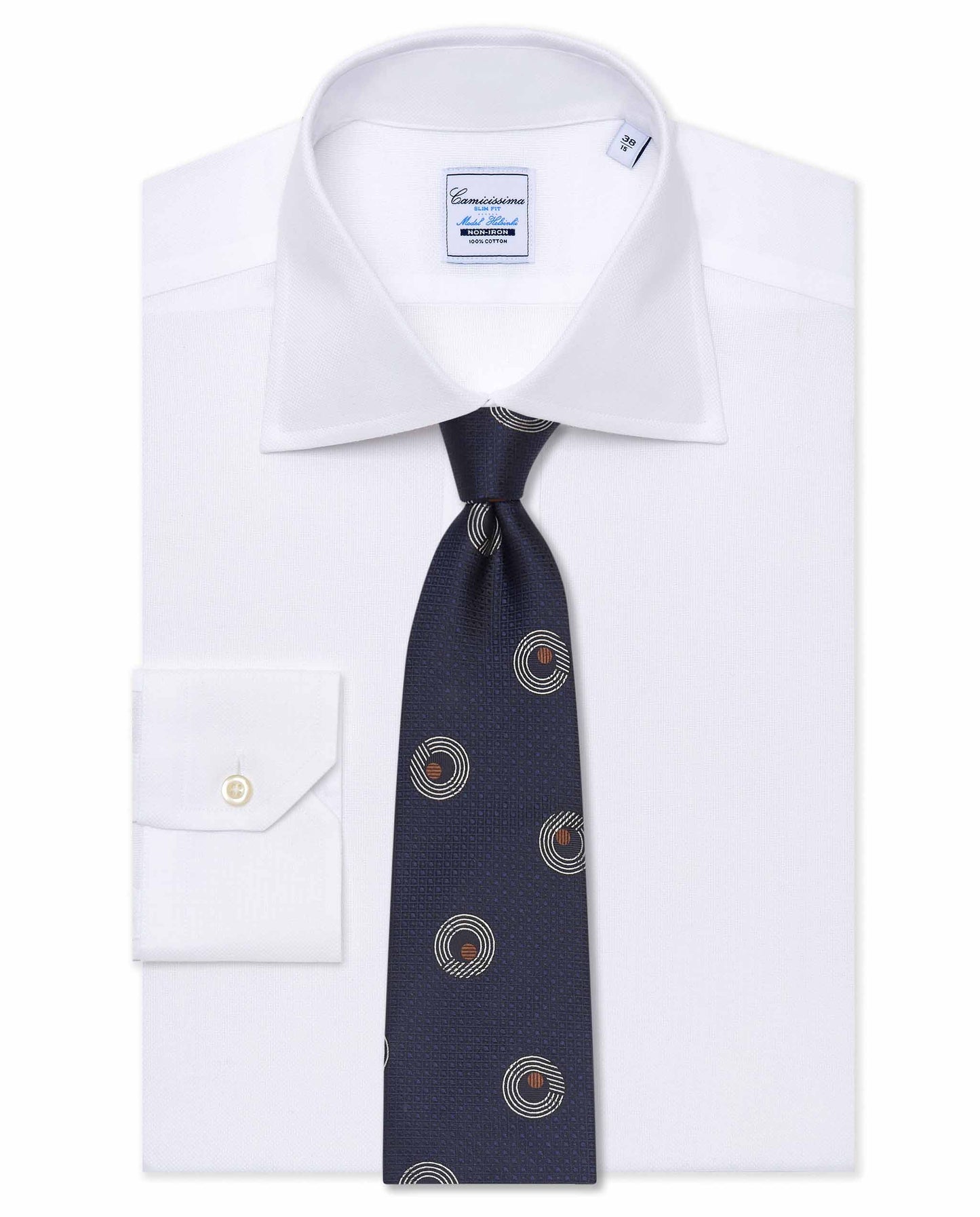 Patterned Jacquard Silk Tie - Dark Blue | 100% Seta