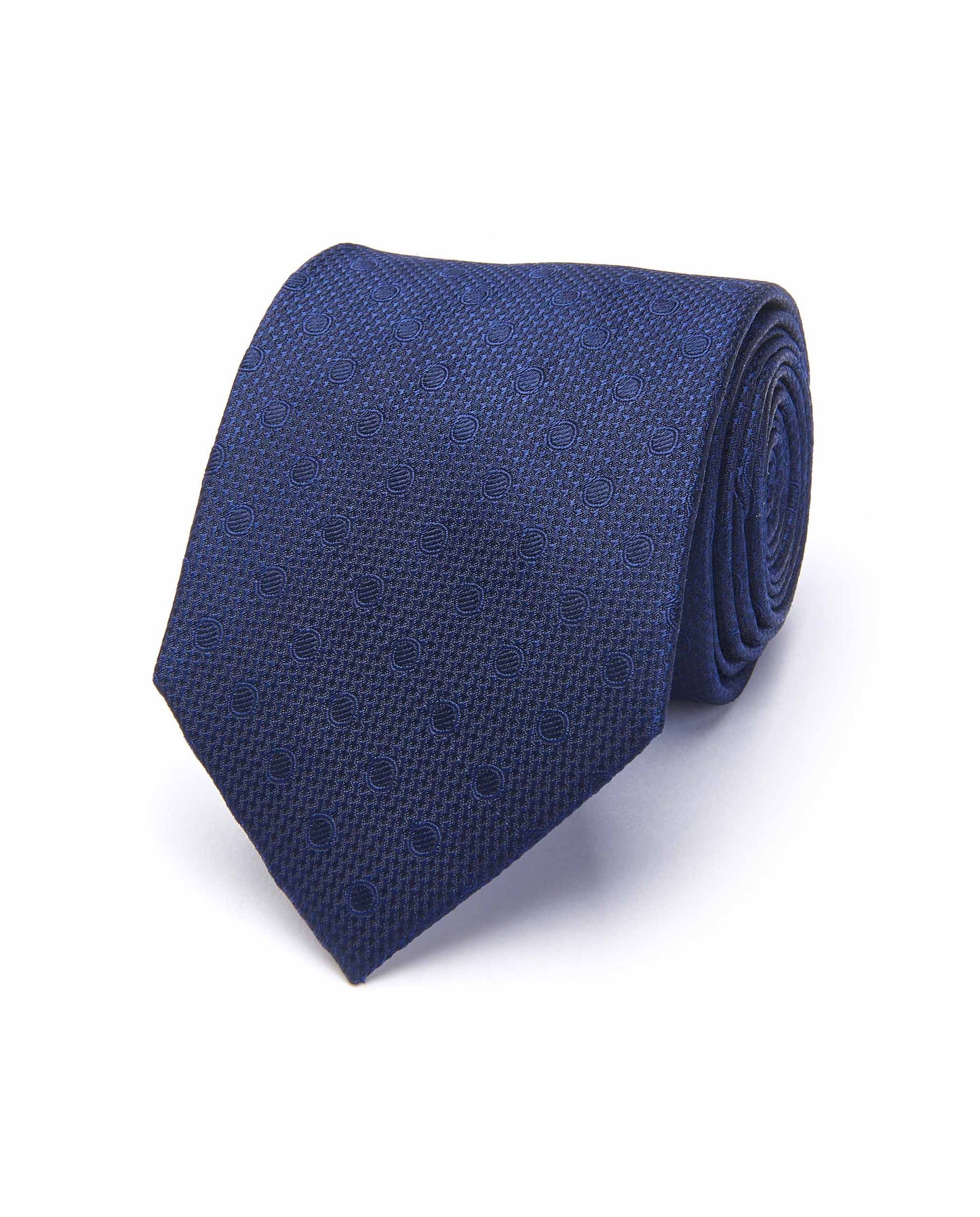 Dark Blue Designer Silk Tie - 100% Silk | Refined Jacquard Texture