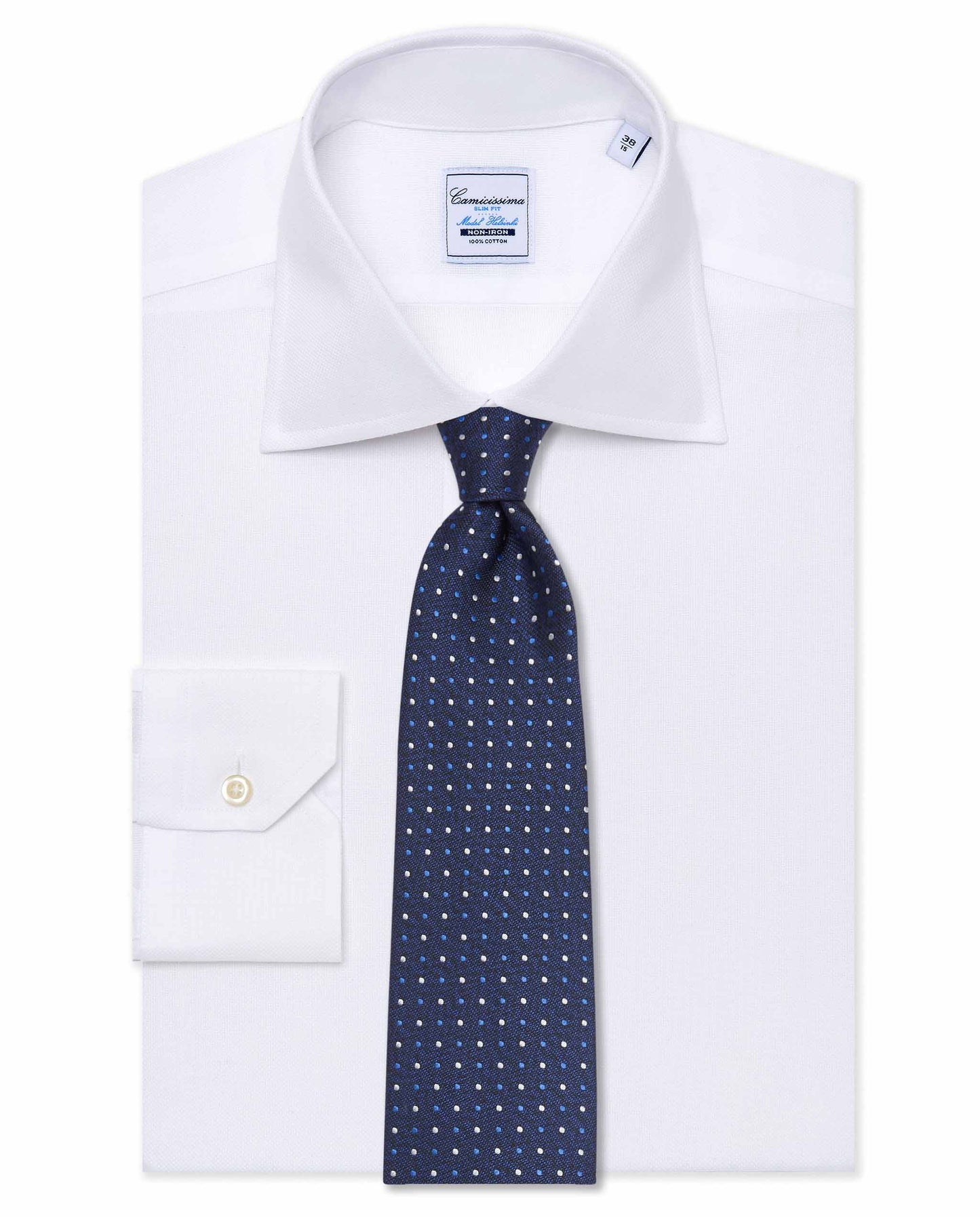 Blue Navy Patterned Jacquard Silk Tie - Italian Elegance